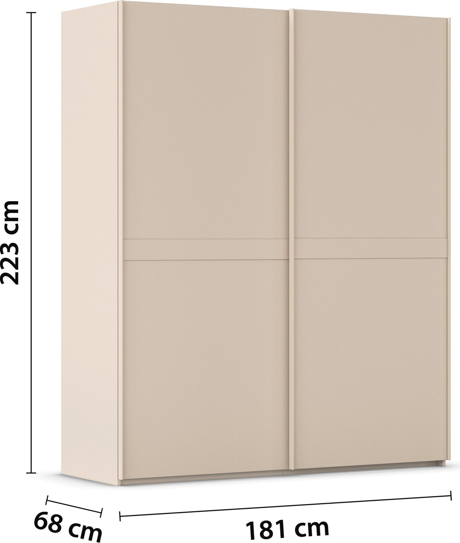 rauch Schuifdeurkast Kledingkast kast garderobe slaapkamerkast SCALE-LINE edel uiterlijk met buikband in corpuskleur decorfront made in germany