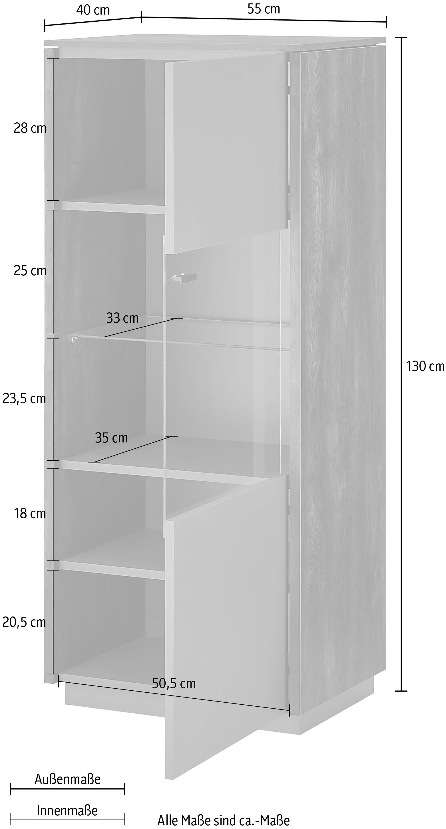 INOSIGN Vitrinekast Largo Soft-closefunctie, hoogte ca. 130 cm