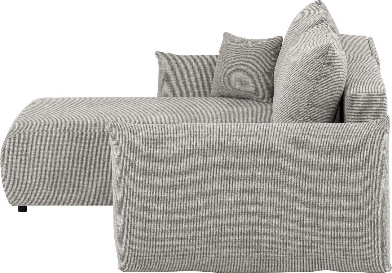 INOSIGN Hoekbank MAVAS bedbank met bedkist, L-model, ca. 257/127 cm (ligoppervlak 212/145 cm), ribfluweel, chenille, structuur