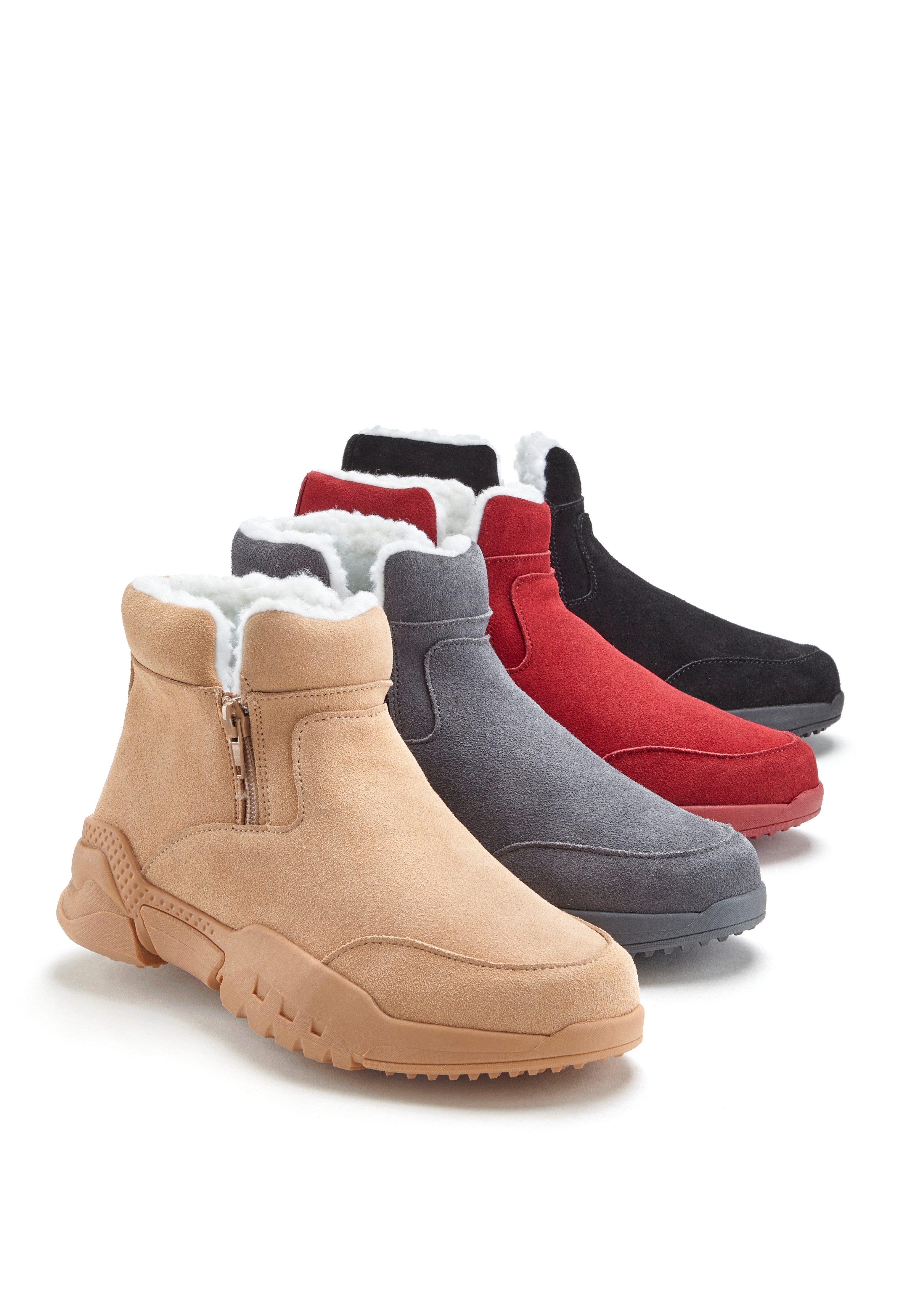 Vivance Laarsjes van veloursleer en met warme voering, winterlaarzen, laarzen, boots