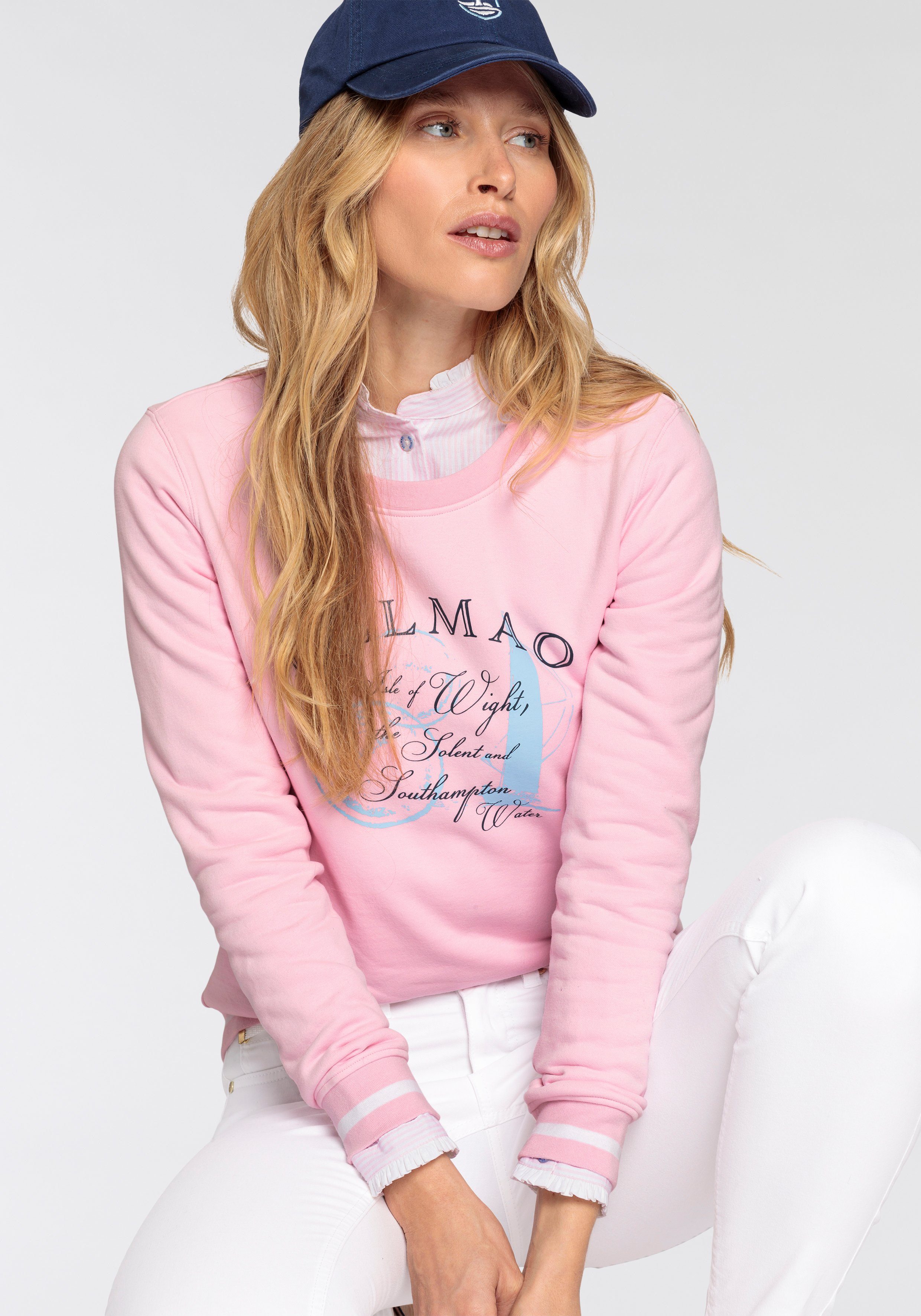 DELMAO Sweatshirt met sportieve contrasterende strepen op de boorden