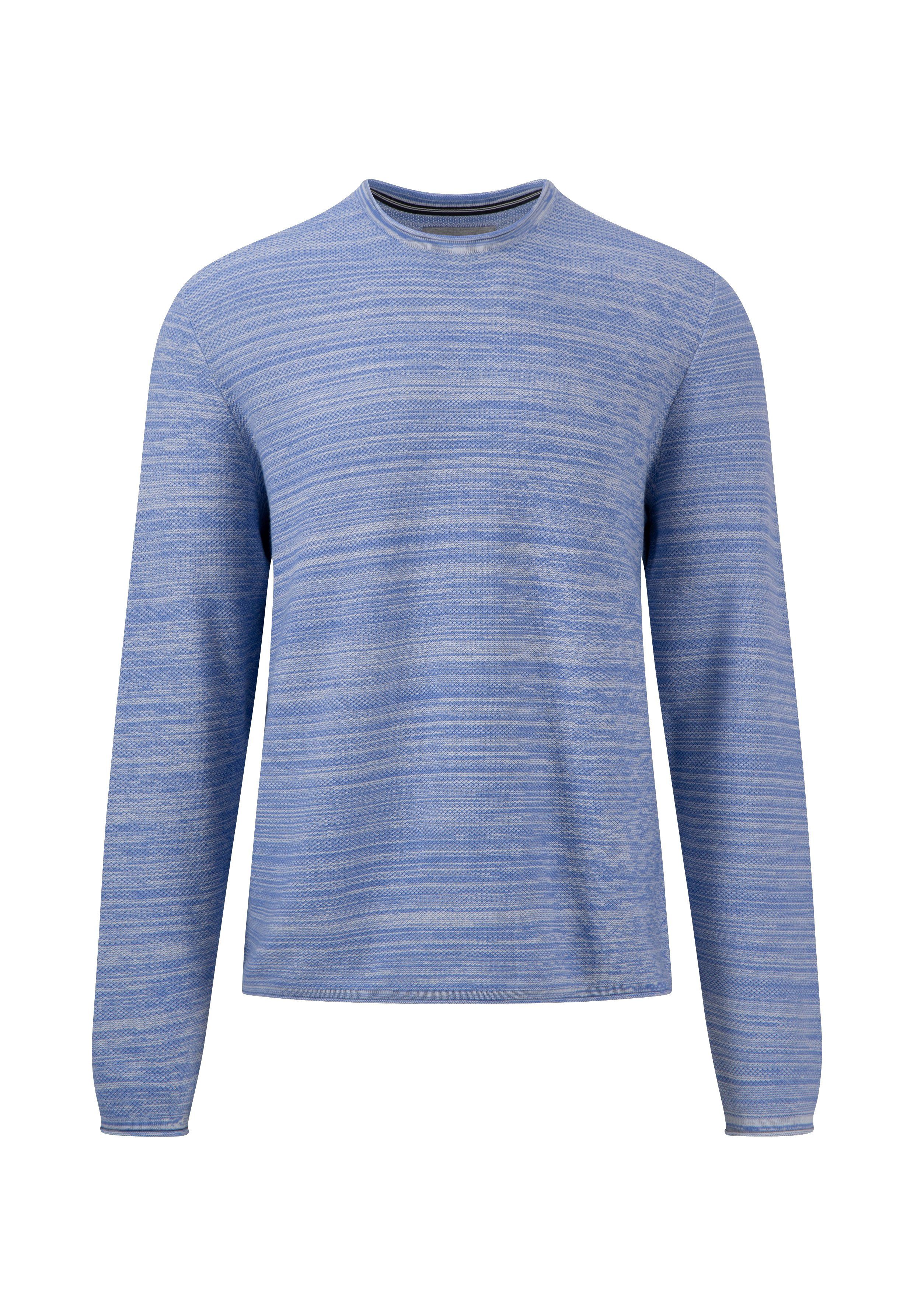 FYNCH-HATTON Gebreide trui in gemêleerde look heren pullovers maat M blauw