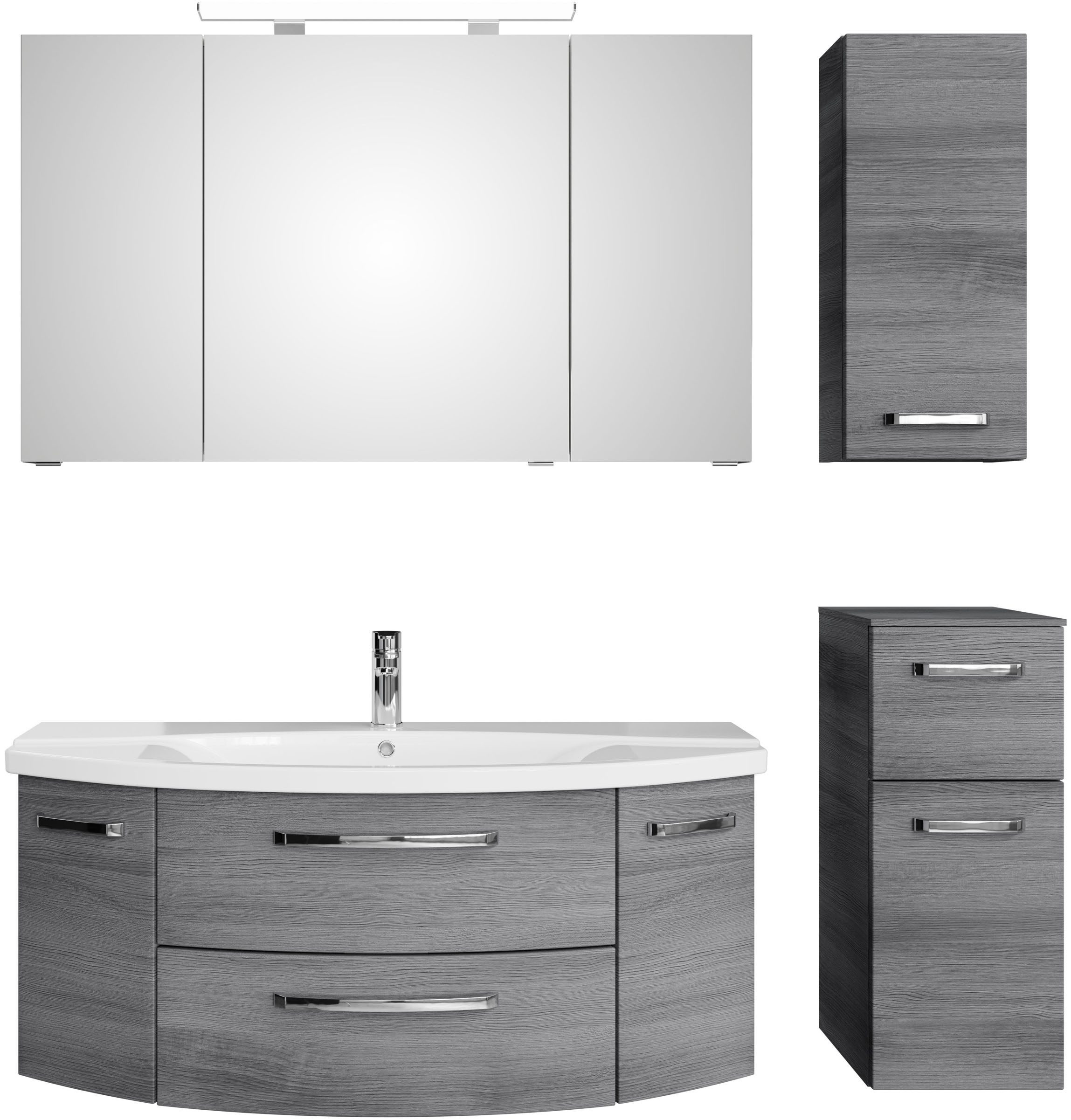 Saphir Badmeubelset Serie 4010 4-teilig Keramik-Waschtisch mit LED-Spiegelschrank (set)