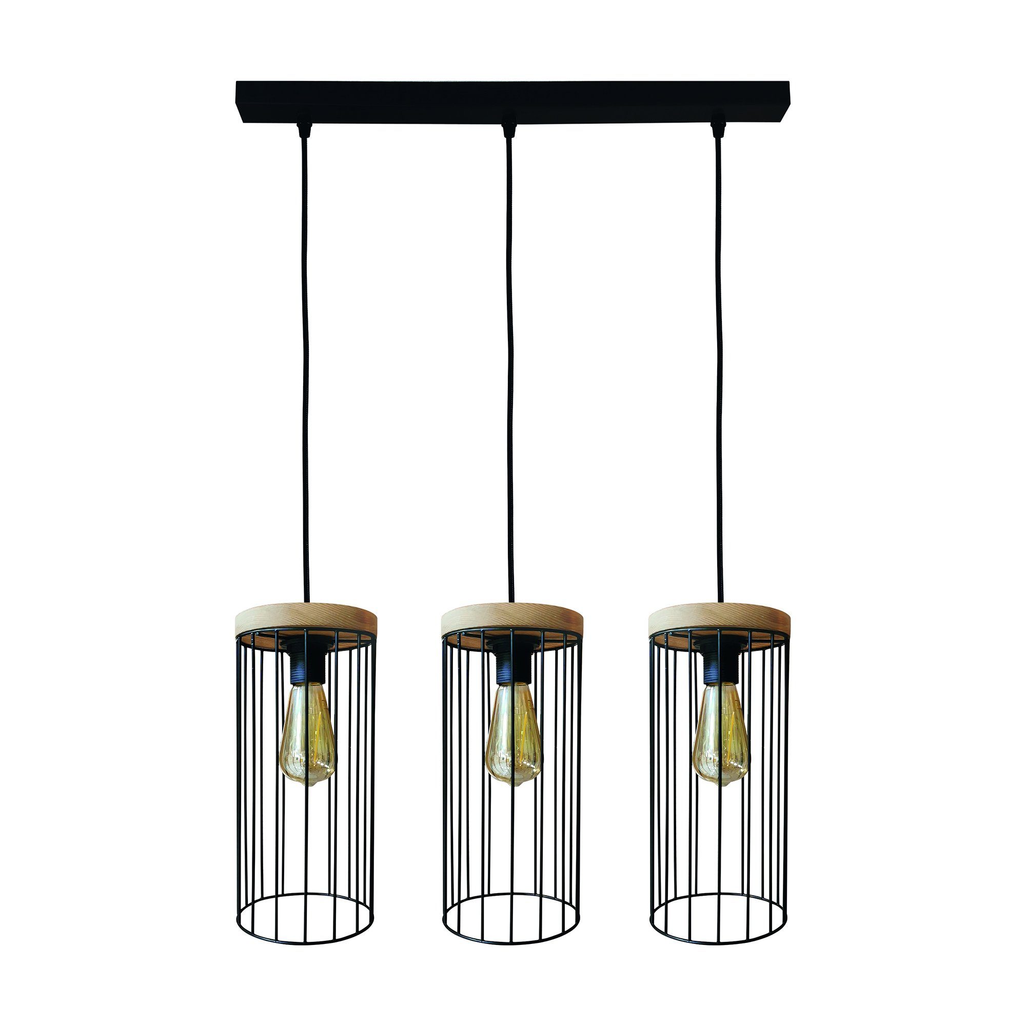 britop lighting hanglamp timeo wood max hanglamp, trendy kap van metaal, met eikenhout zwart