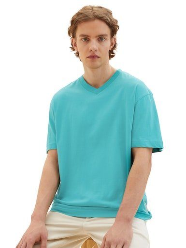 Tom Tailor Denim T-shirt met afgeronde v-hals
