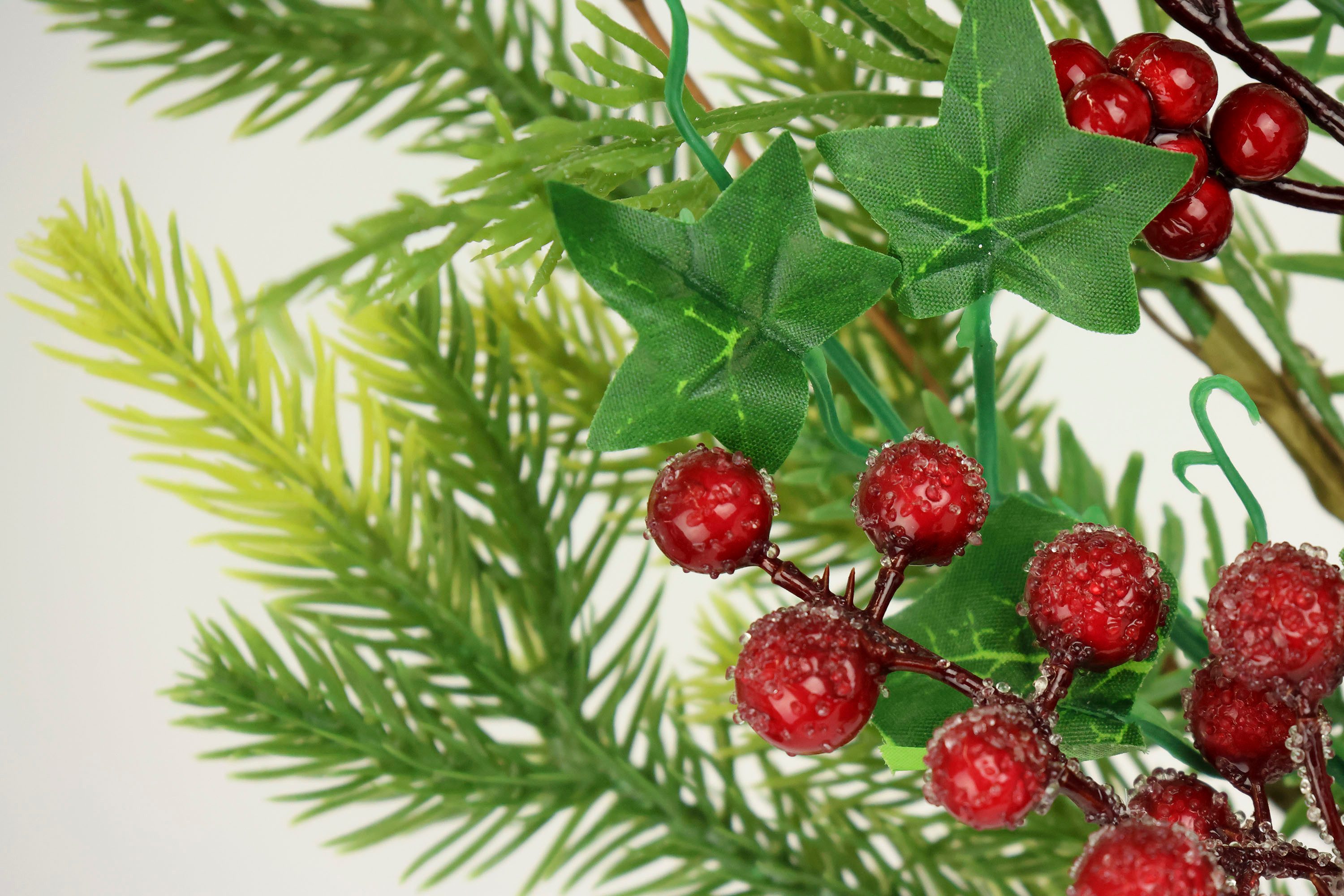 I.GE.A. Kunsttak Kersttak den/bessen/klimop/thuja set van 2 kunstmatige tak bloem kerstdecoratie decoratieve tak decoratie (2 stuks)