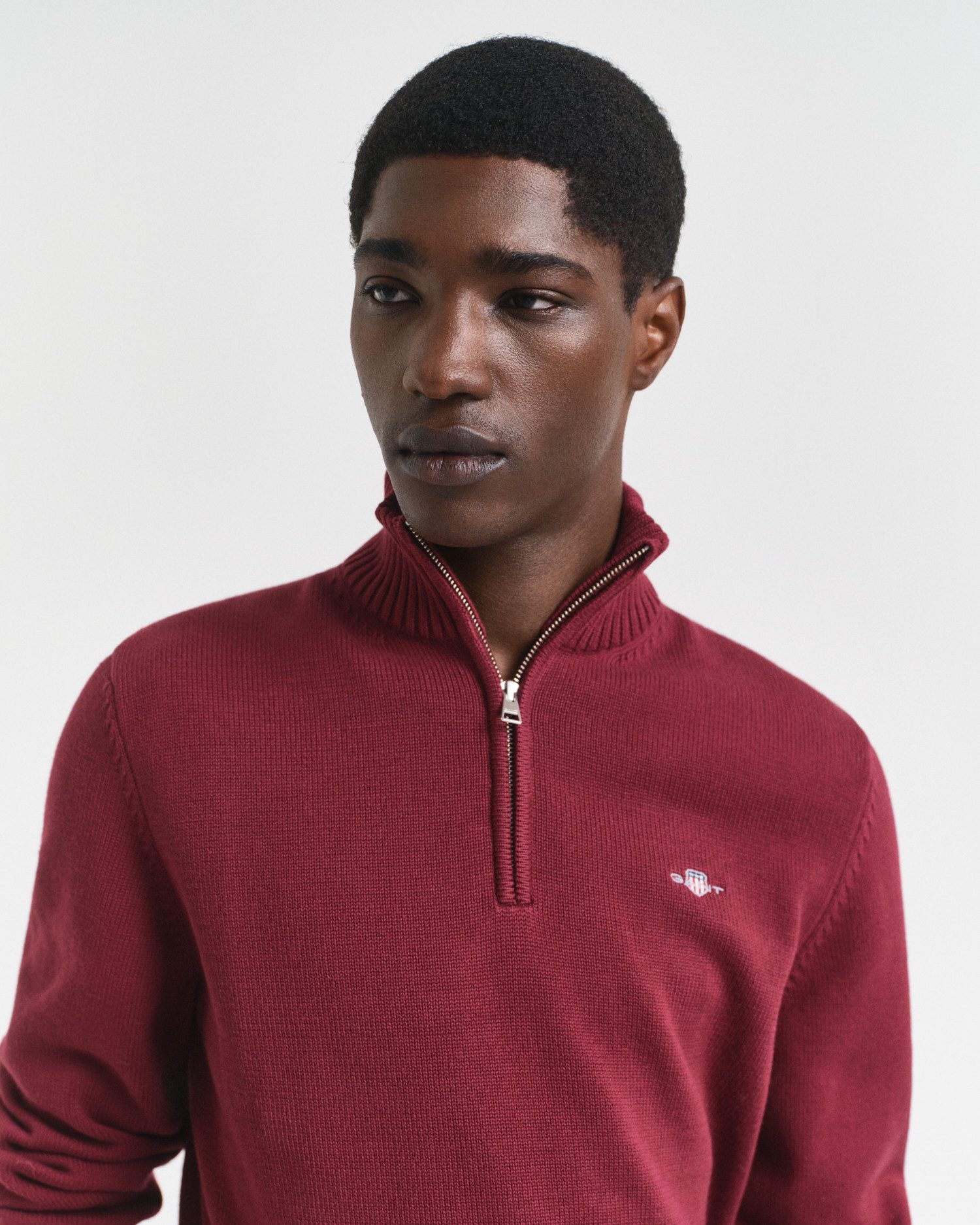 Gant Schipperstrui CASUAL COTTON HALFZIP met geborduurd grafisch logo op de borst