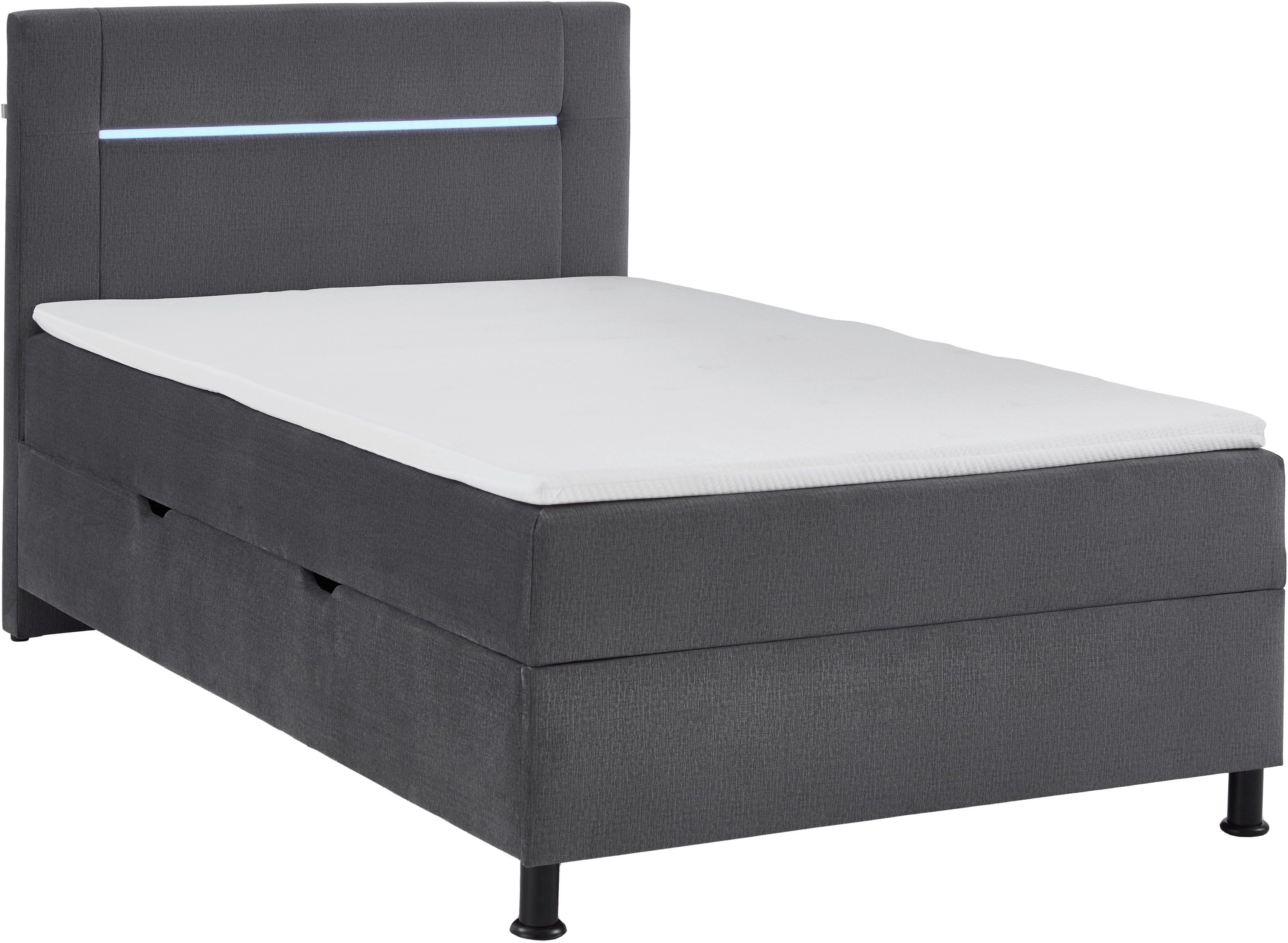 INOSIGN Boxspring Escalon LED met opbergruimte, inclusief topper, LED-lichtstrip in het hoofdeinde
