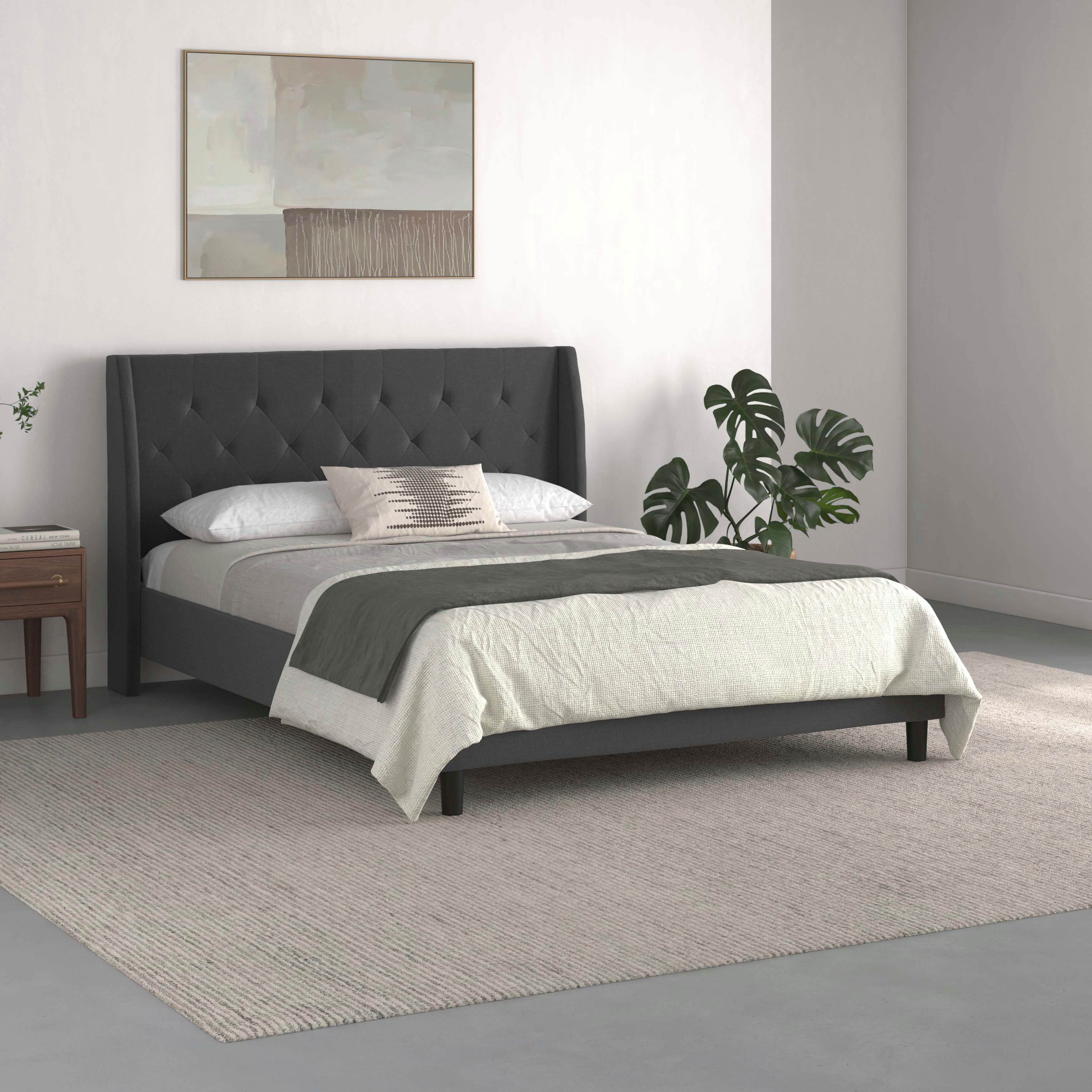 Home affaire Gestoffeerd bed Kempton met ruitencapitonnage, zacht verdikt, ligoppervlak 140x200 of 180x200 cm (1-delig) bedden grijs