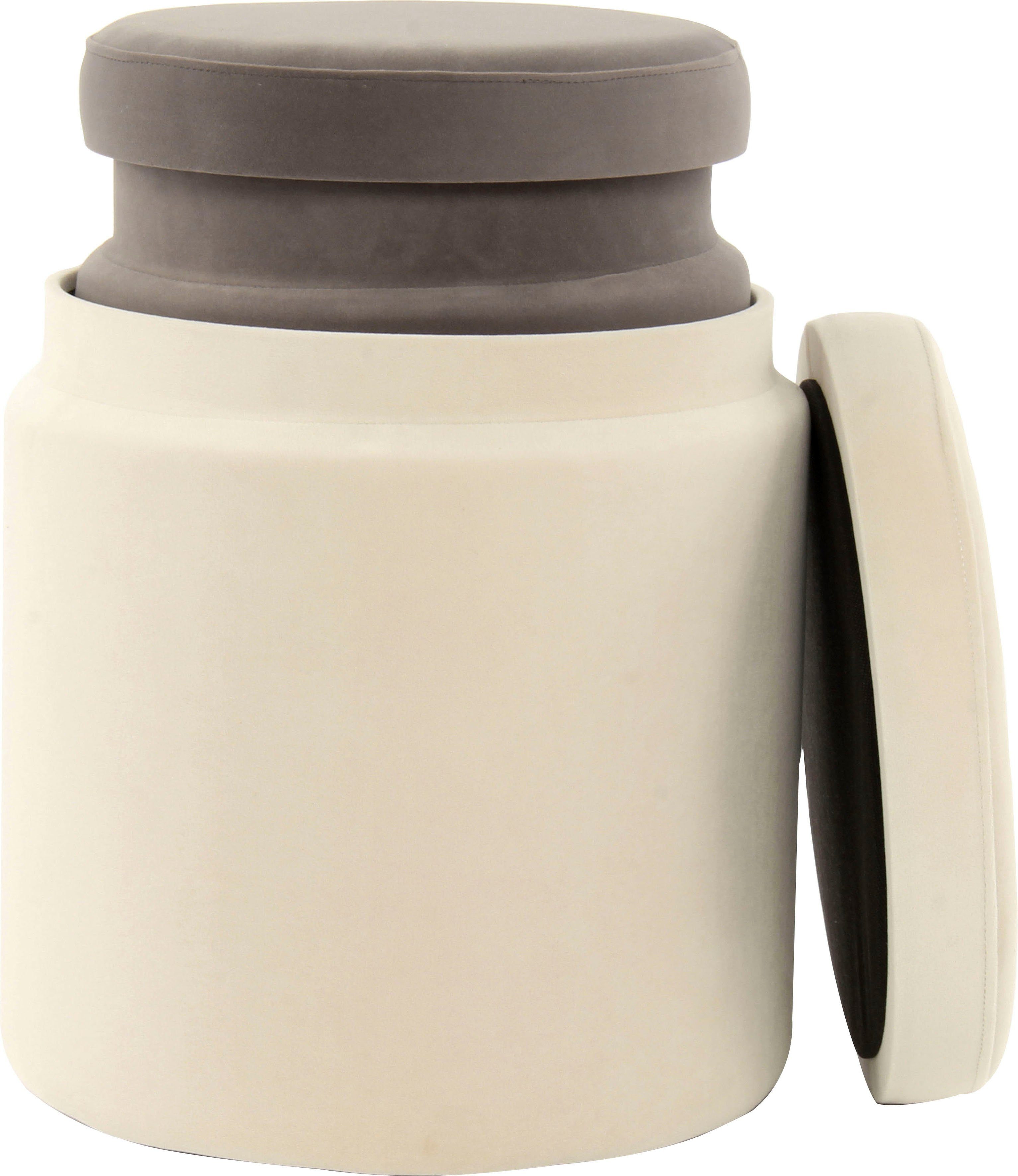 Kayoom Hocker met bergruimte Kruk Zora 225 2-delige set, fluweelzachte stof bekleding, ronde elegante vorm (set, 2 stuks)