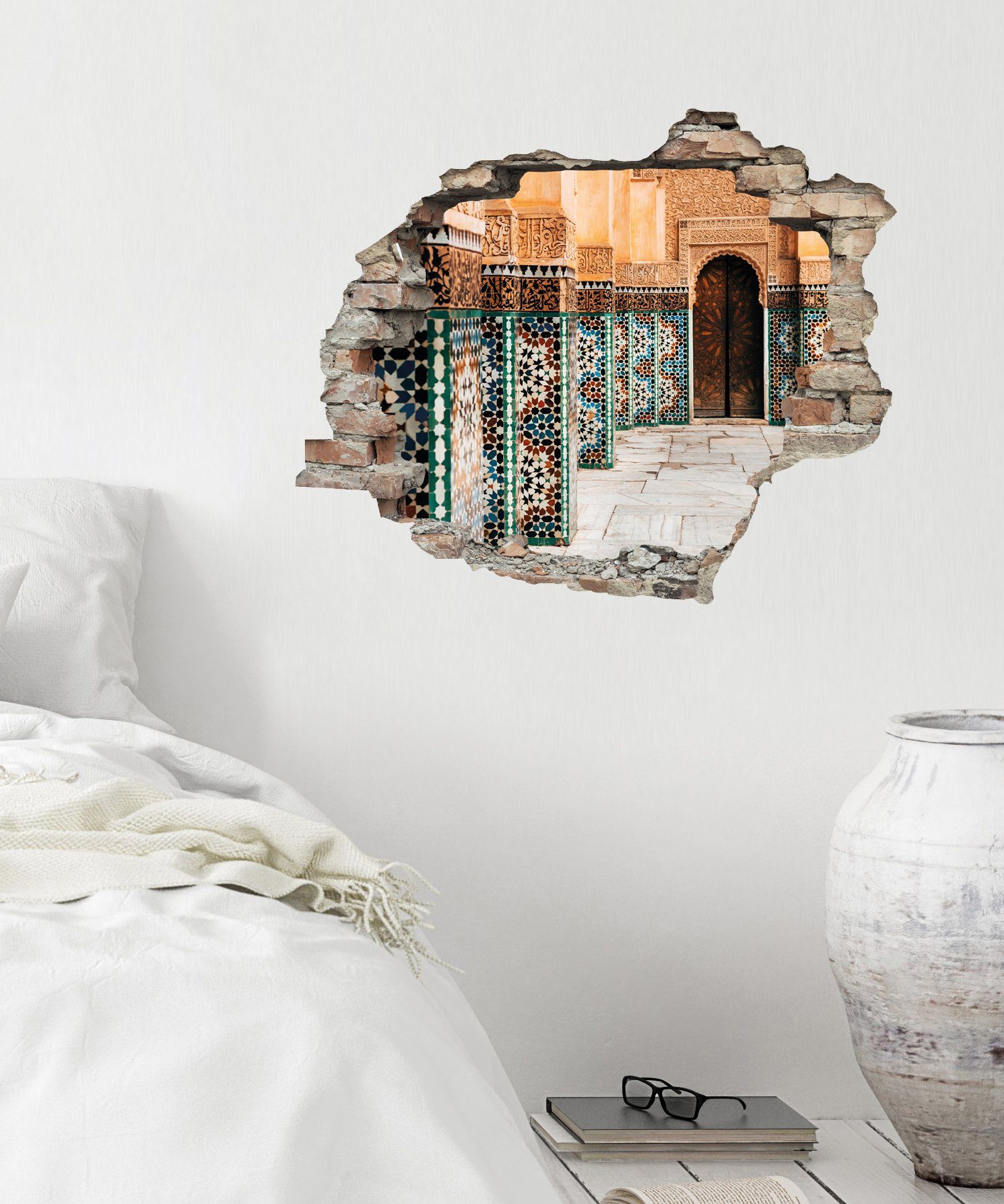 queence Wandfolie Gegarneerde zuilen Muursticker, muurdecoratie, zelfklevend, 3D, muurdurchbraak (1 stuk)