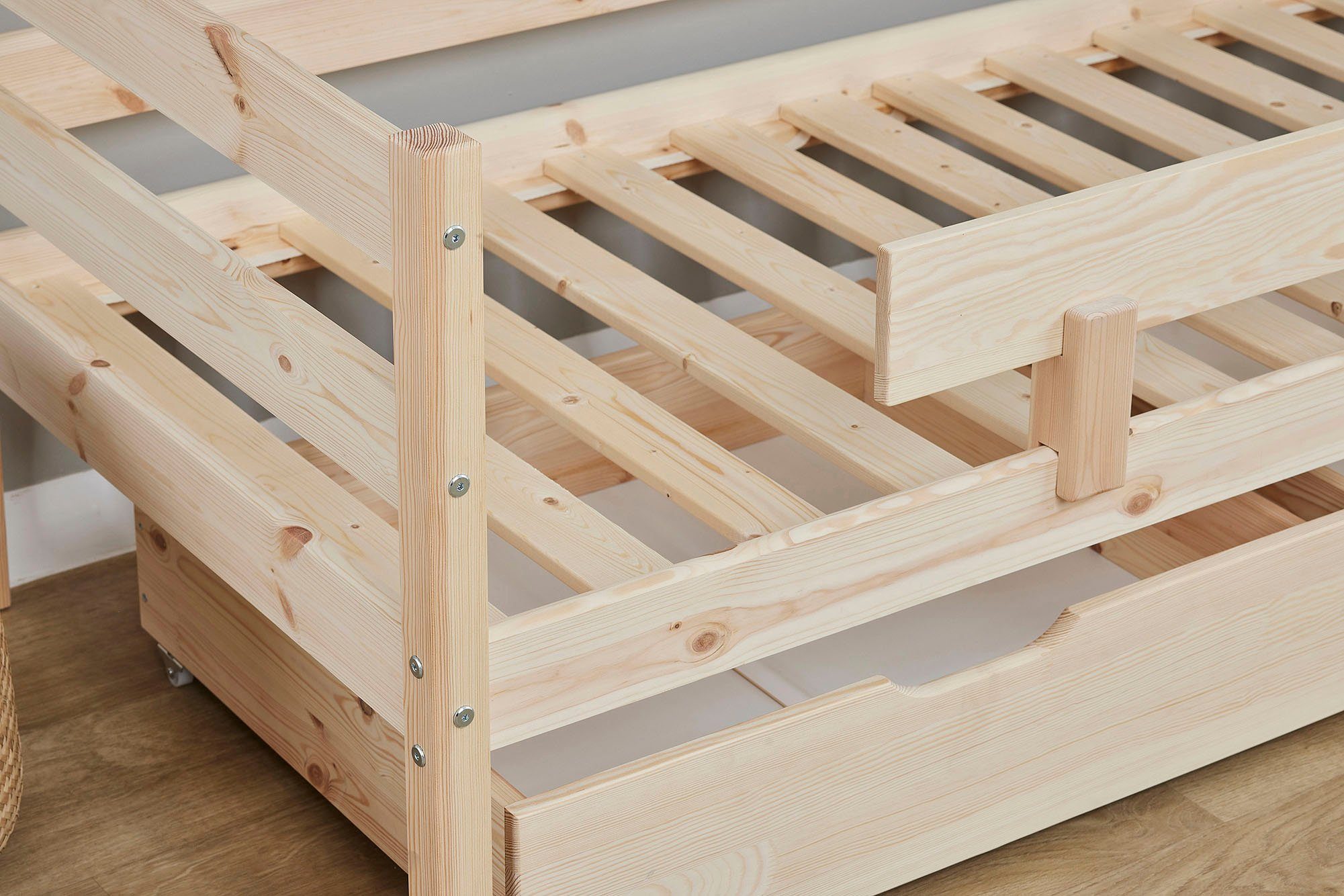 Hoppekids 1-persoonsledikant ECO Comfort kinderbed, massief grenenhout, tienerbed inclusief lattenbodem (set)