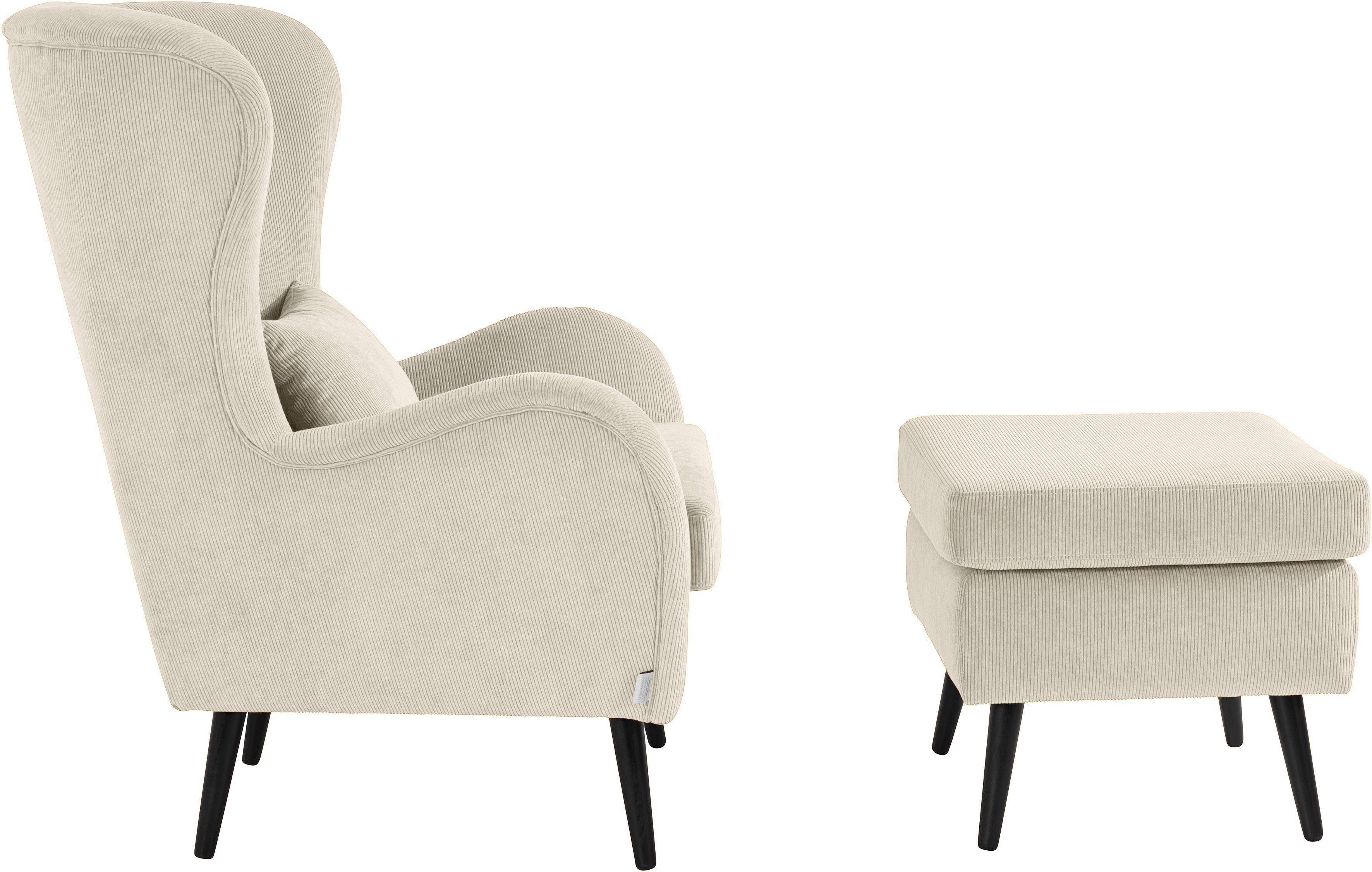 Guido Maria Kretschmer Home&Living Fauteuil Sallito, TV-stoel, oorfauteuil met Hocker, in veel stofkwaliteiten, ook in fluweelcord