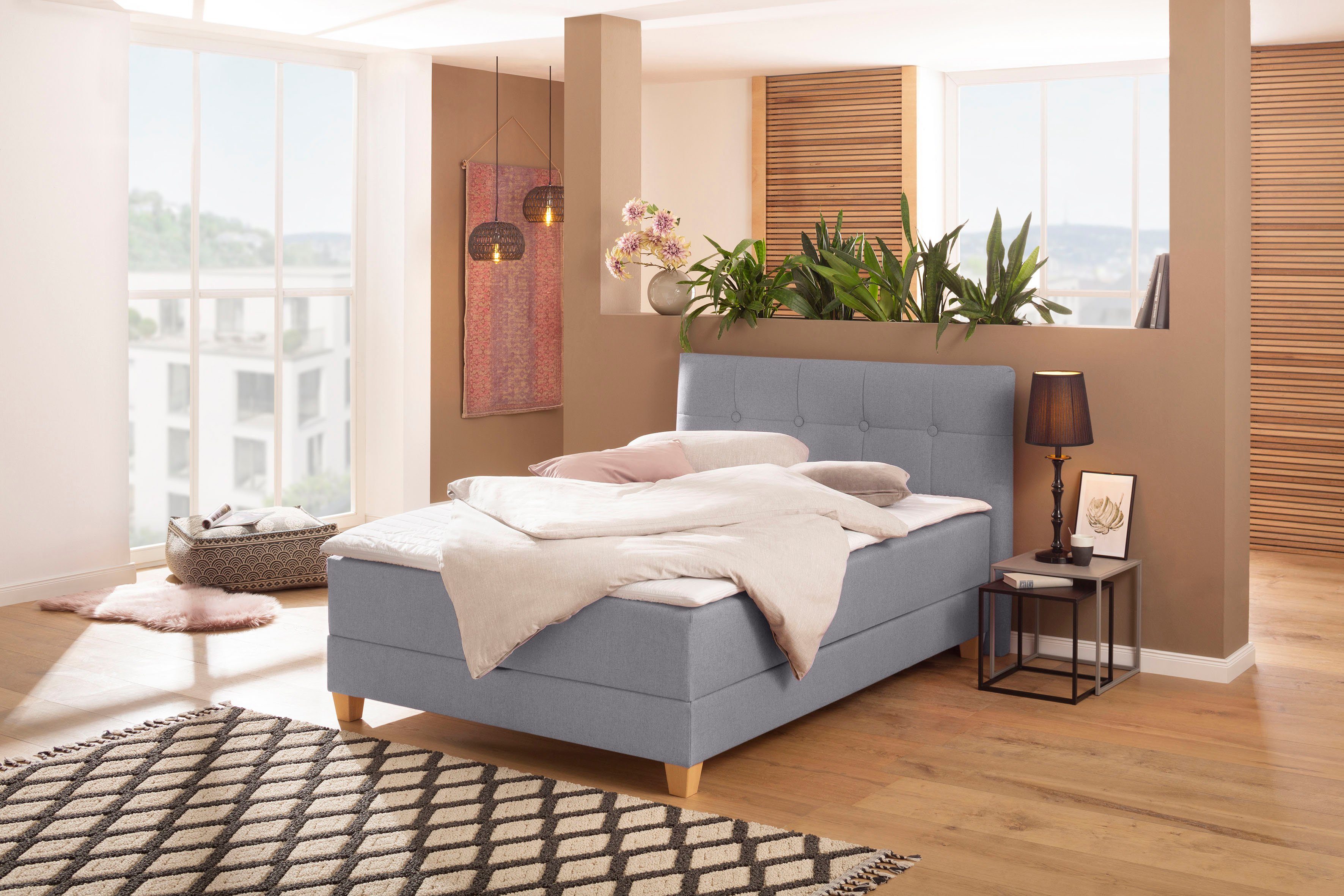 Home affaire Boxspring Lonrai in h2, h3 & h4 en xxl - overlengte 220 cm beschikbaar, incl. topper