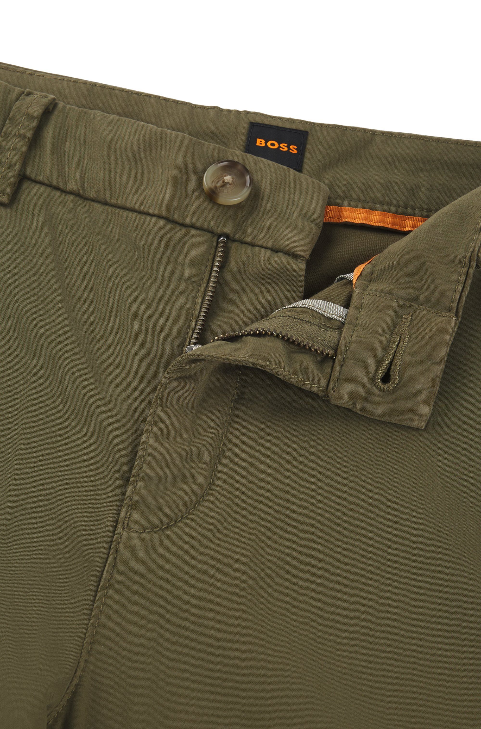 Boss Orange Geweven broek met leren merklabel aan de achterkant van de tailleband