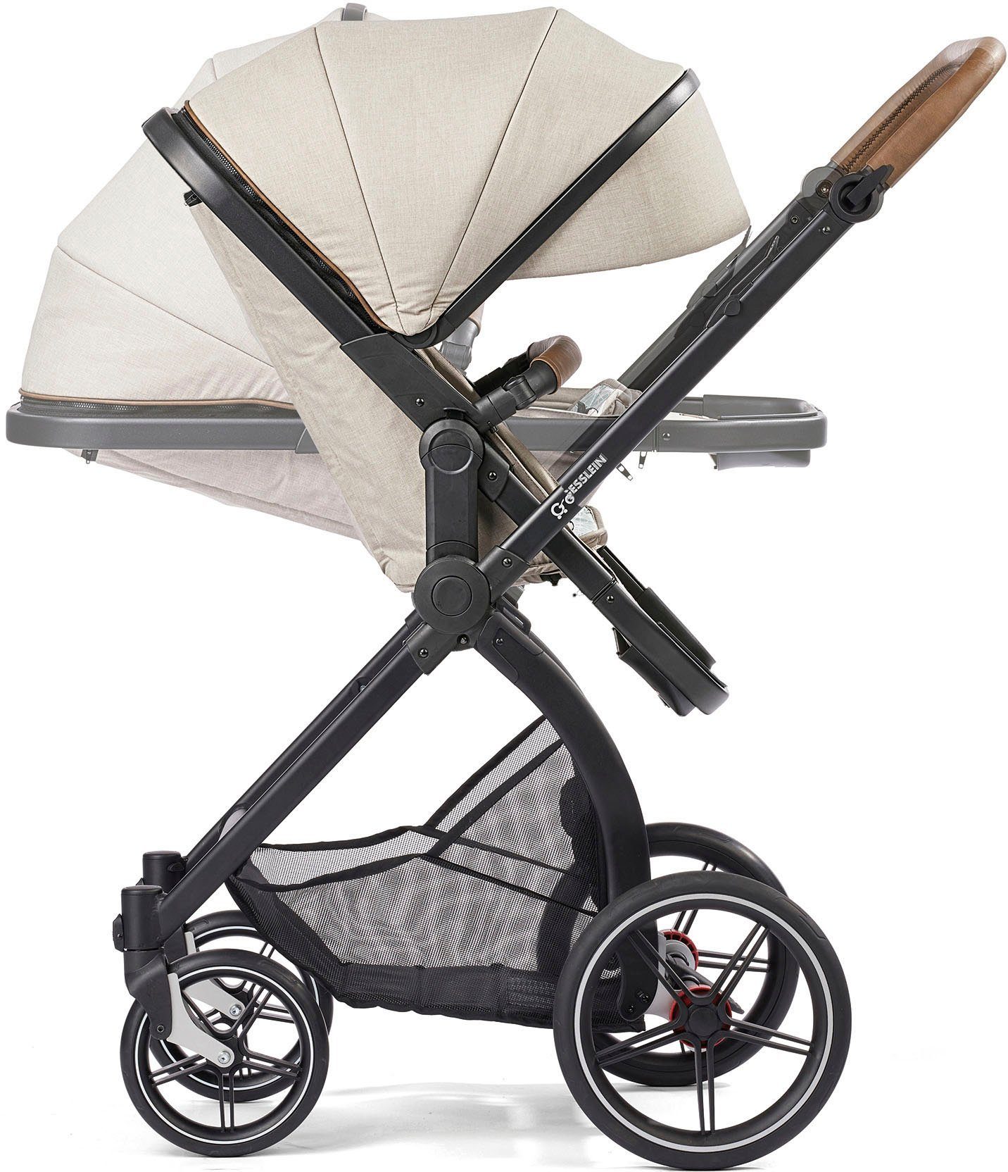 Gesslein Combi-kinderwagen FX4 Soft+ met opzetstuk Life, zwart/cognac, donker olijf