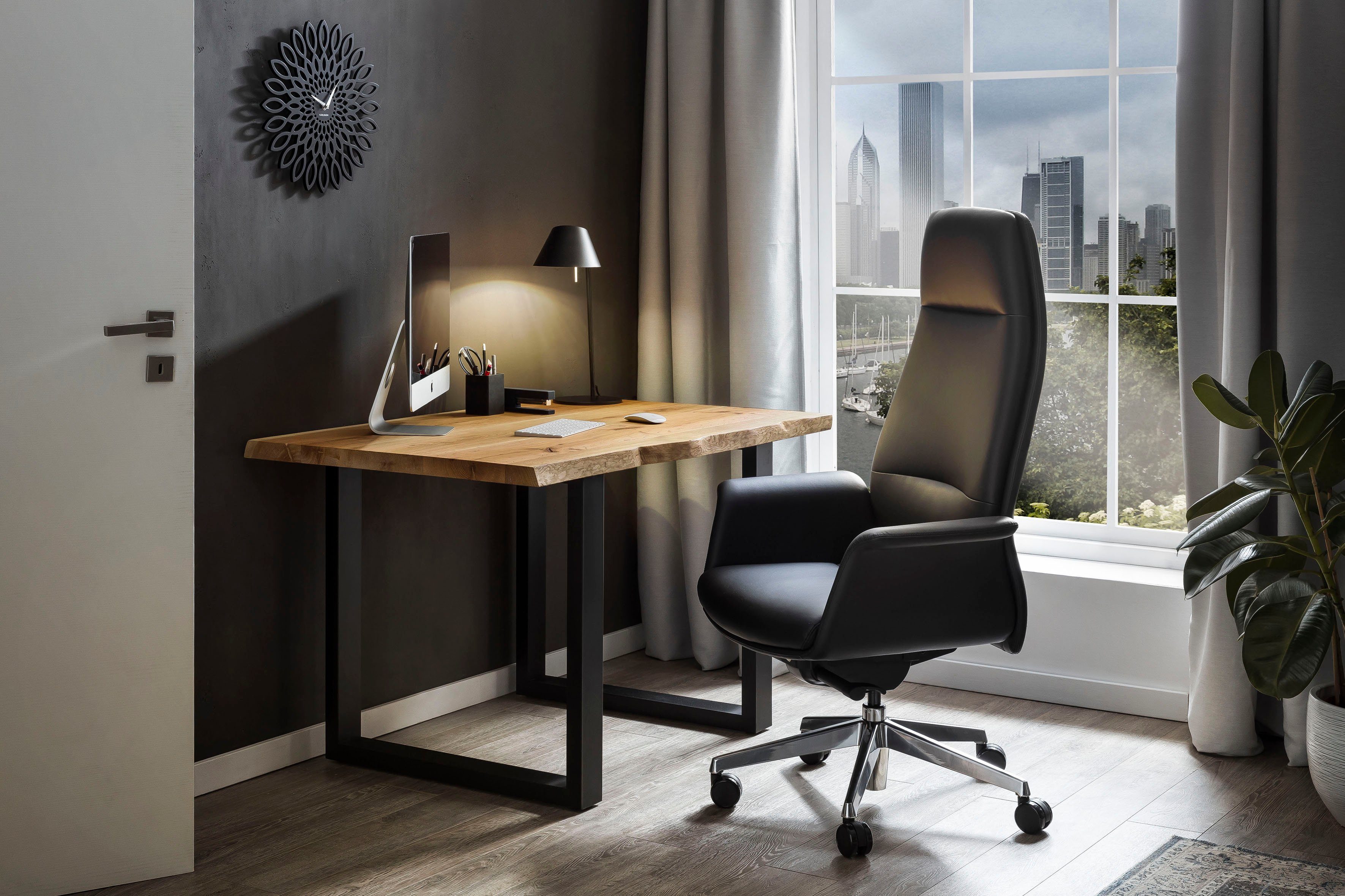 SalesFever Bureau echt schaaldeel, home office laptoptafel bureaus maat 120 cm x 75 cm x 80 cm beige