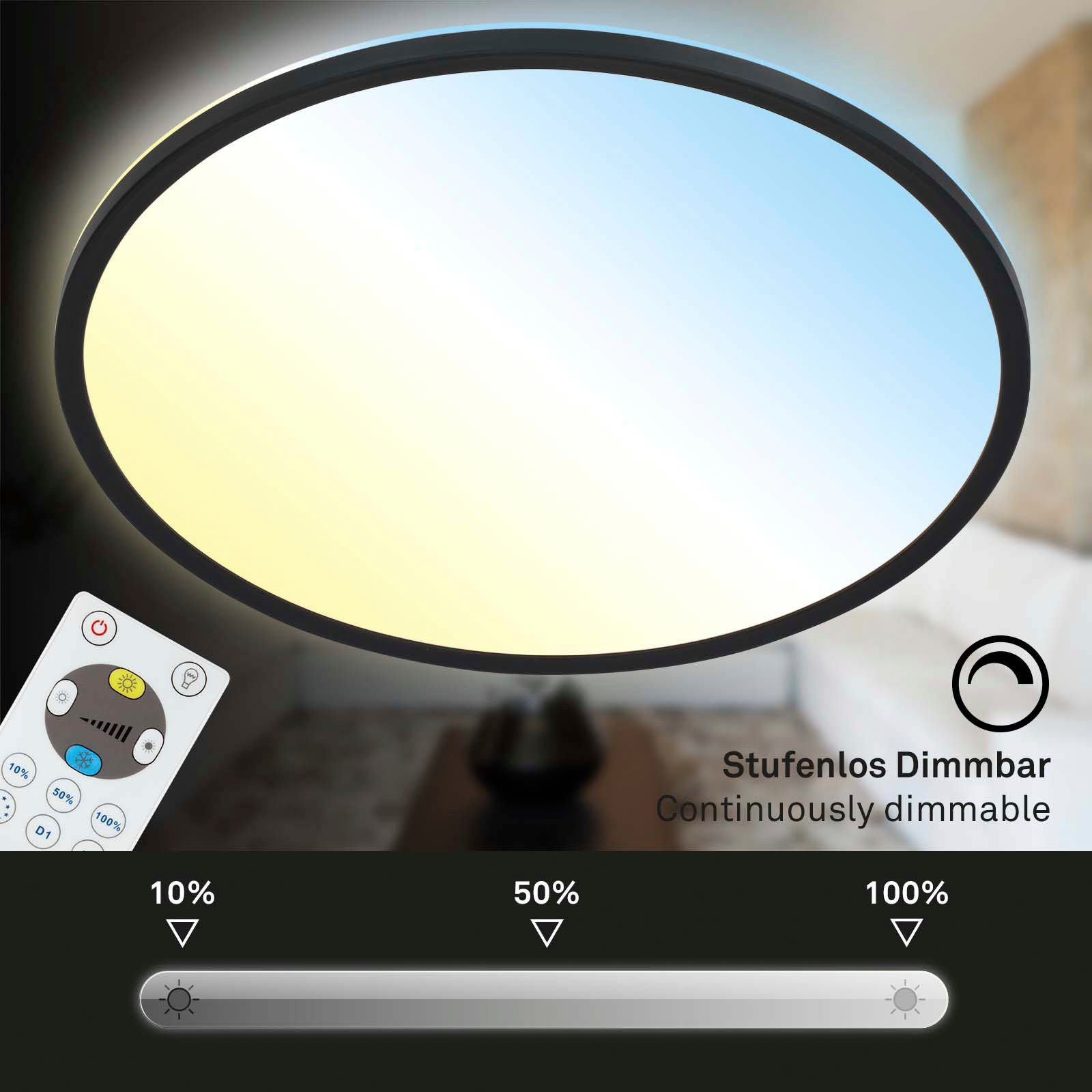 Briloner Leuchten Led-paneel 7080015 SLIM Plafondlamp, 42x2,9 cm, zwart, 22W, woonkamer, slaapkamer, keuken