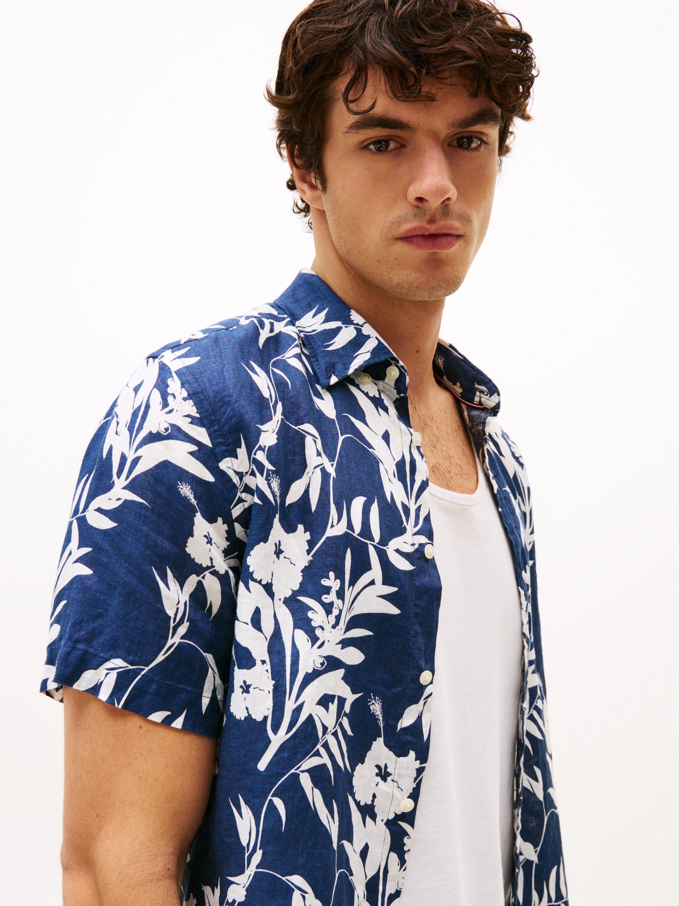 Tommy Hilfiger Linnen overhemd LINEN TROPICAL PRT SS RF SHIRT