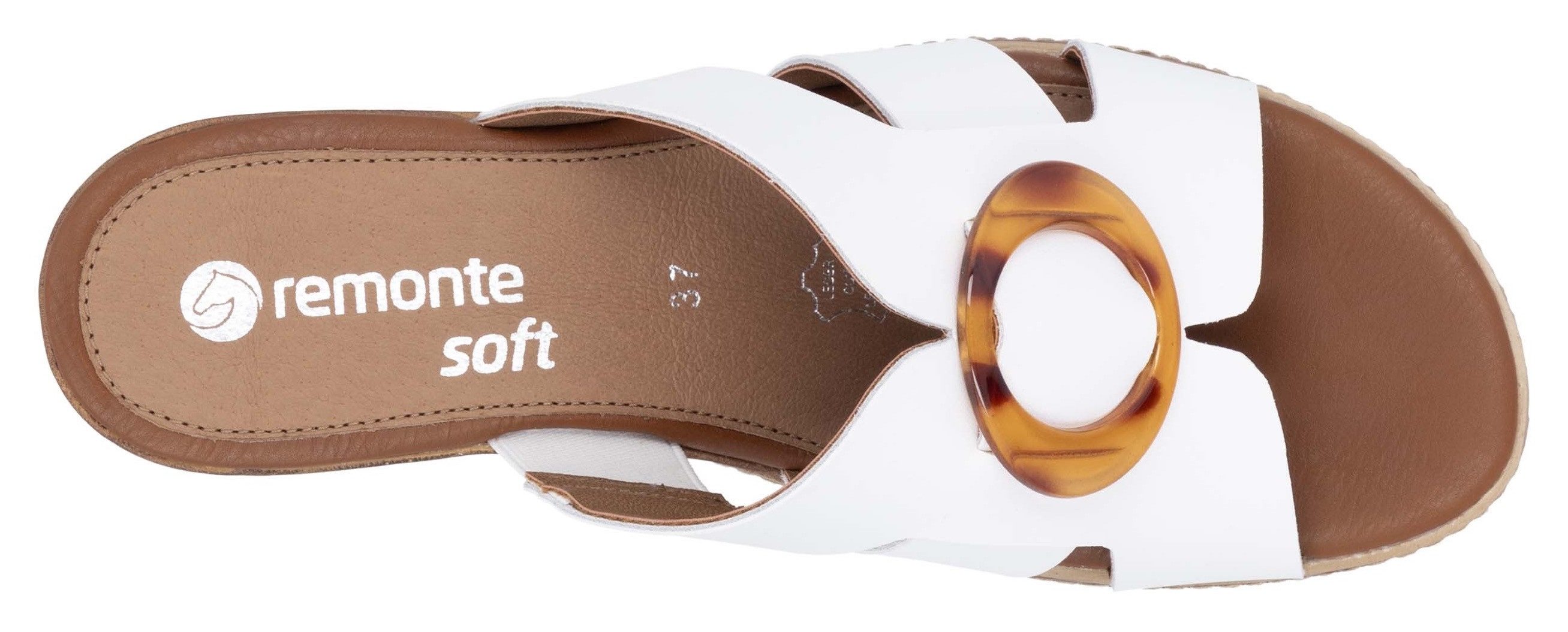 Remonte Slippers , wig hak, zomerschoen, instapschoen met mooie decoratieve gesp