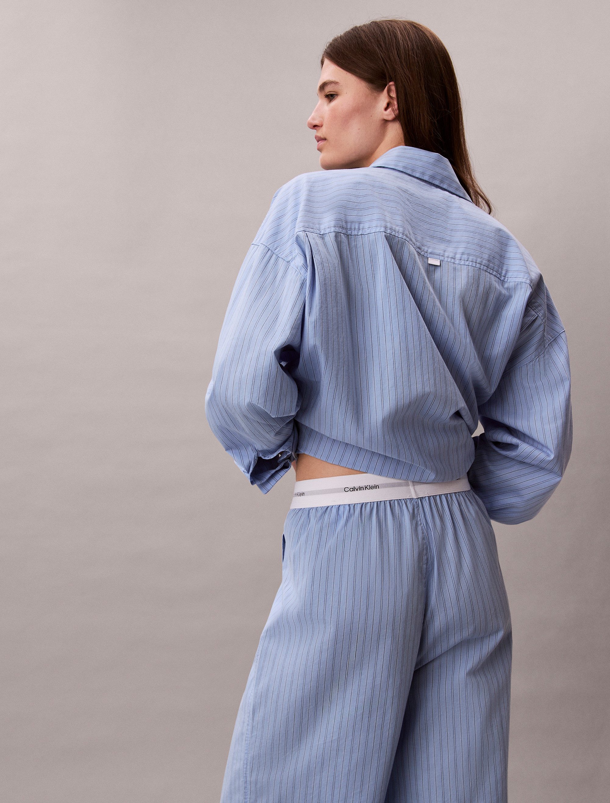 Calvin Klein Homewearbroek LOGO WB POPLIN PANT met elastische logo-tailleband