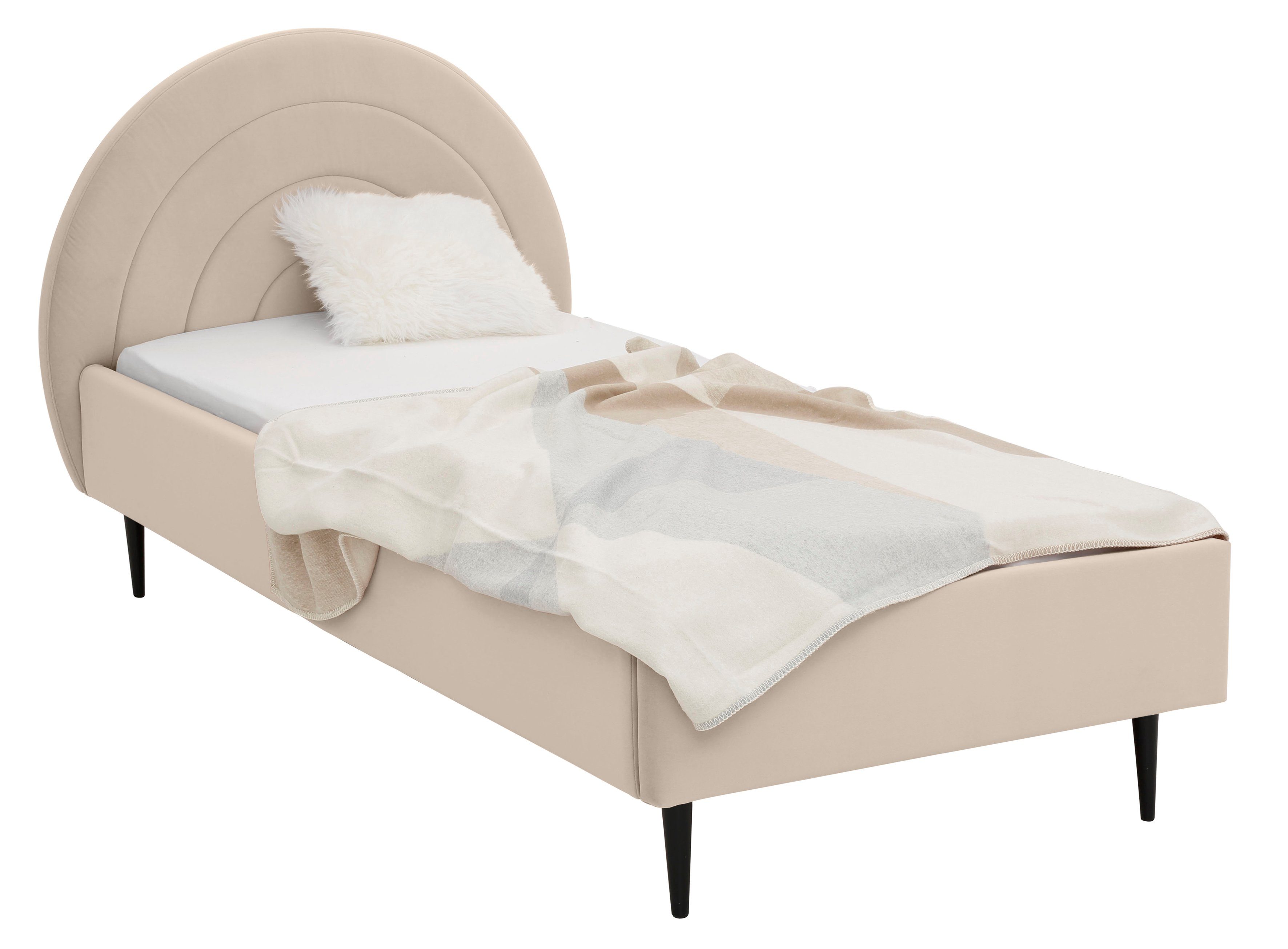 Lüttenhütt Gestoffeerd bed Femmy prettig bekleed hoofdbord met decoratief regenboogmotief