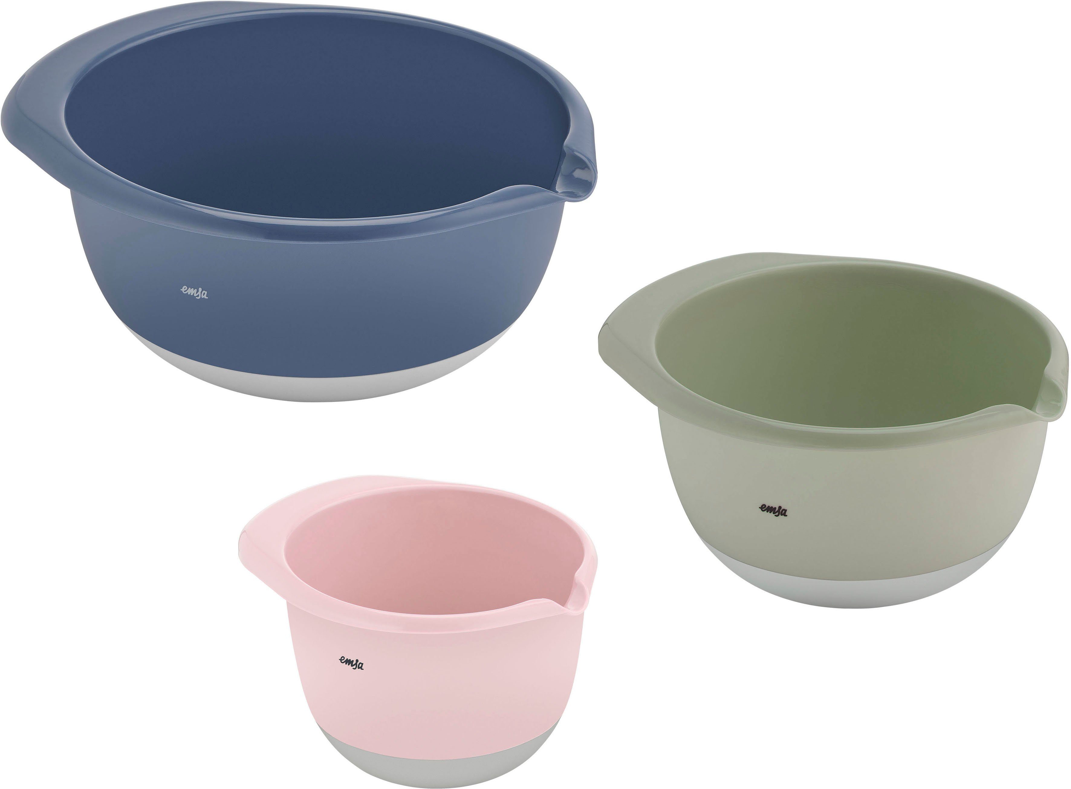 Emsa Mengkom K324S3 Prep&Bake antislip bodem, gietlip voor nauwkeurig gieten, 1,4/2,8/4,7 l (set, 3-delig)