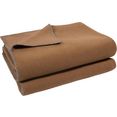 zoeppritz deken soft-fleece met gehaakte rand bruin