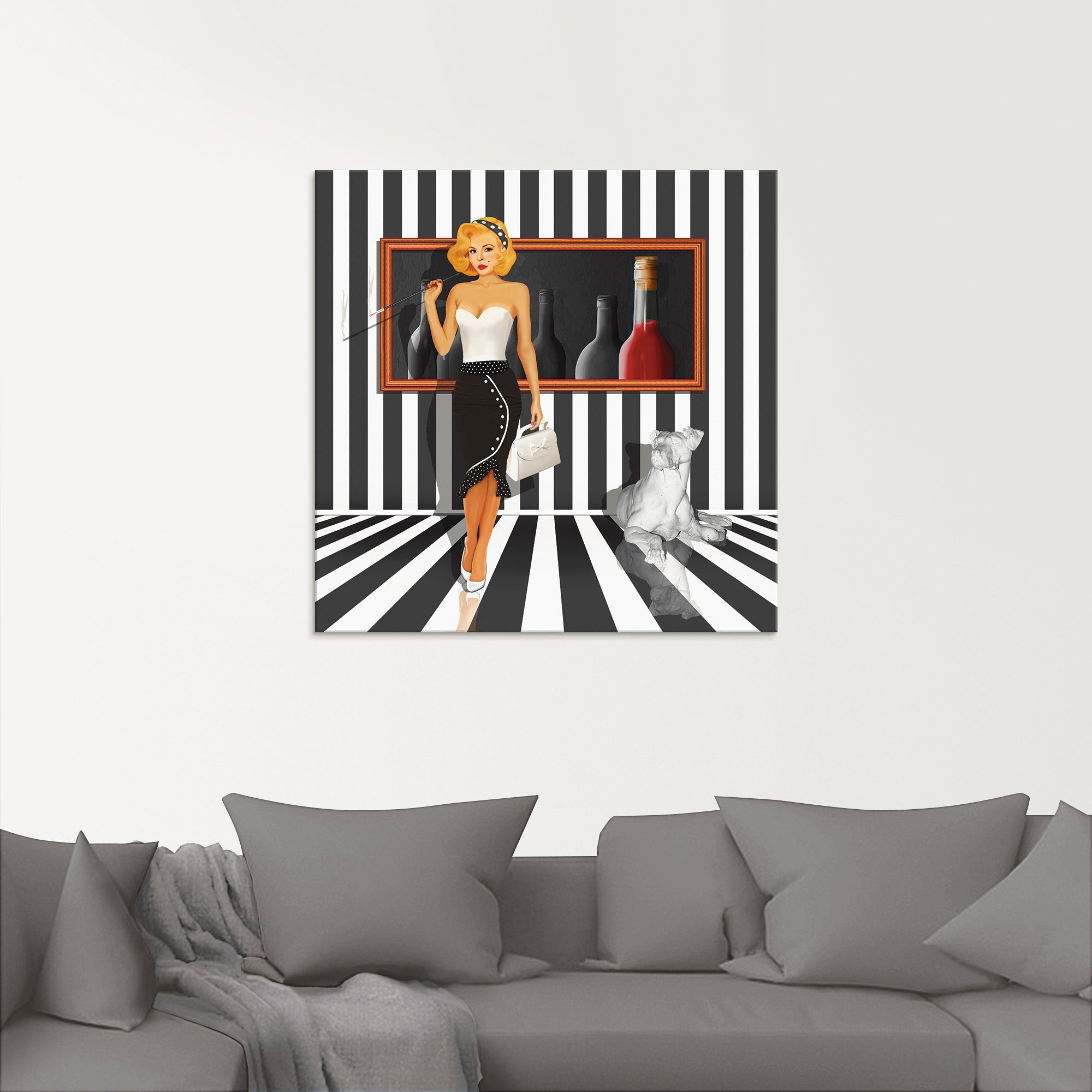 Artland Print op glas Het dameskwartet 4 zwart/wit