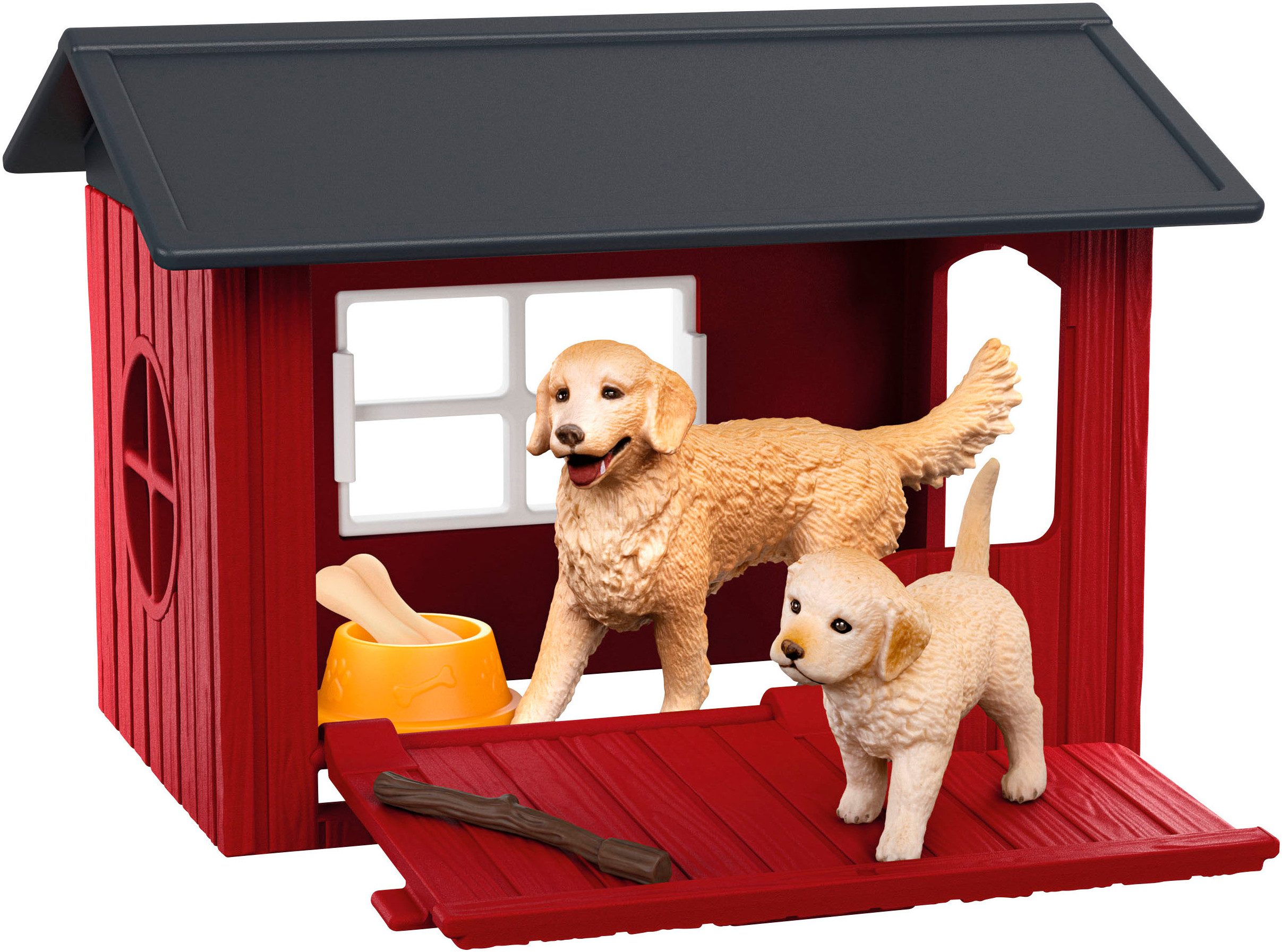 Schleich® Speelwereld FARM WORLD, Hundehütte mit Goldenretrievern (42722)