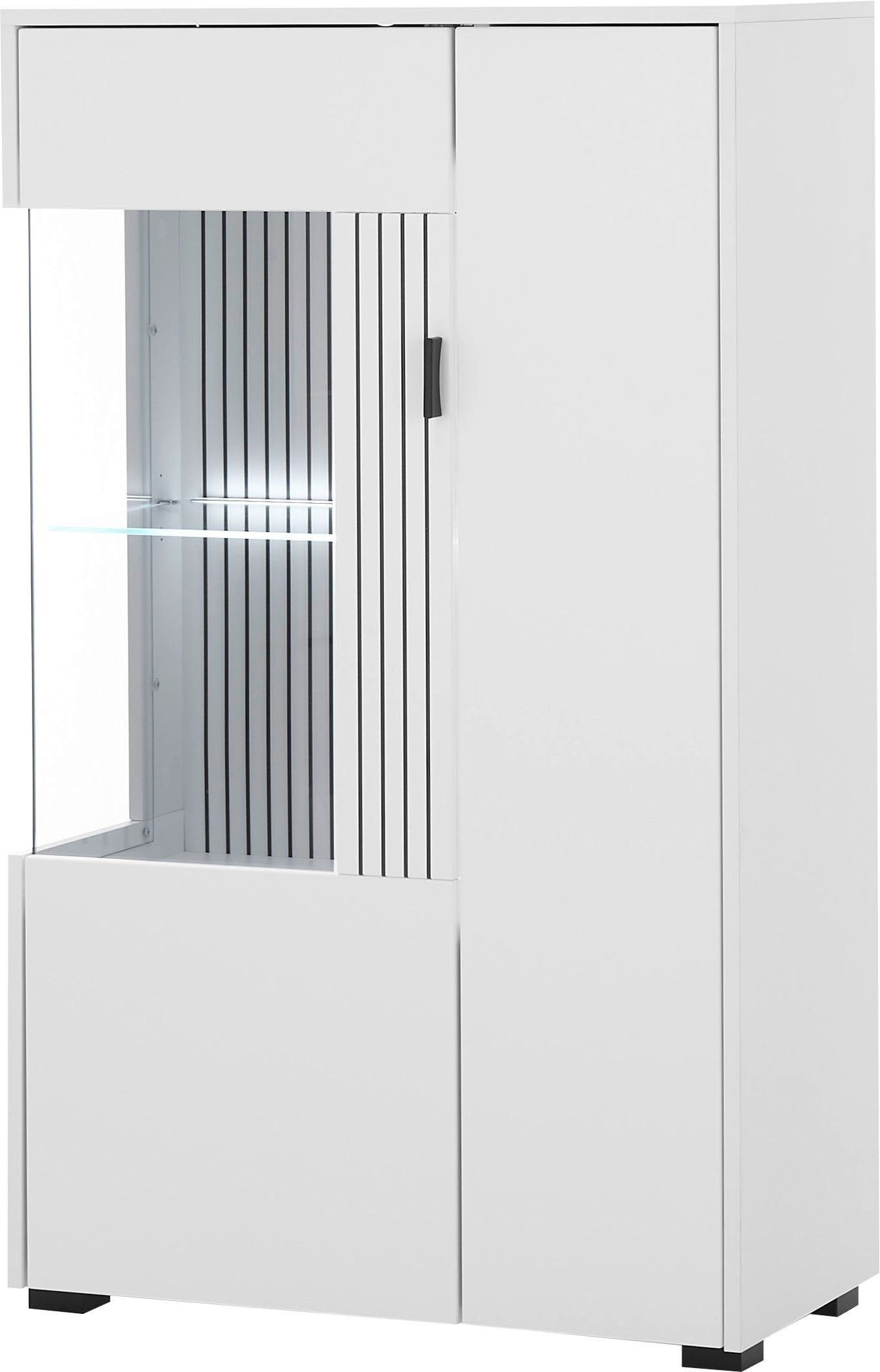 INOSIGN Vitrinekast Hudson, opberghangkast in moderne trendkleur, handgrepen van metaal (zwart), hoogte 125 cm