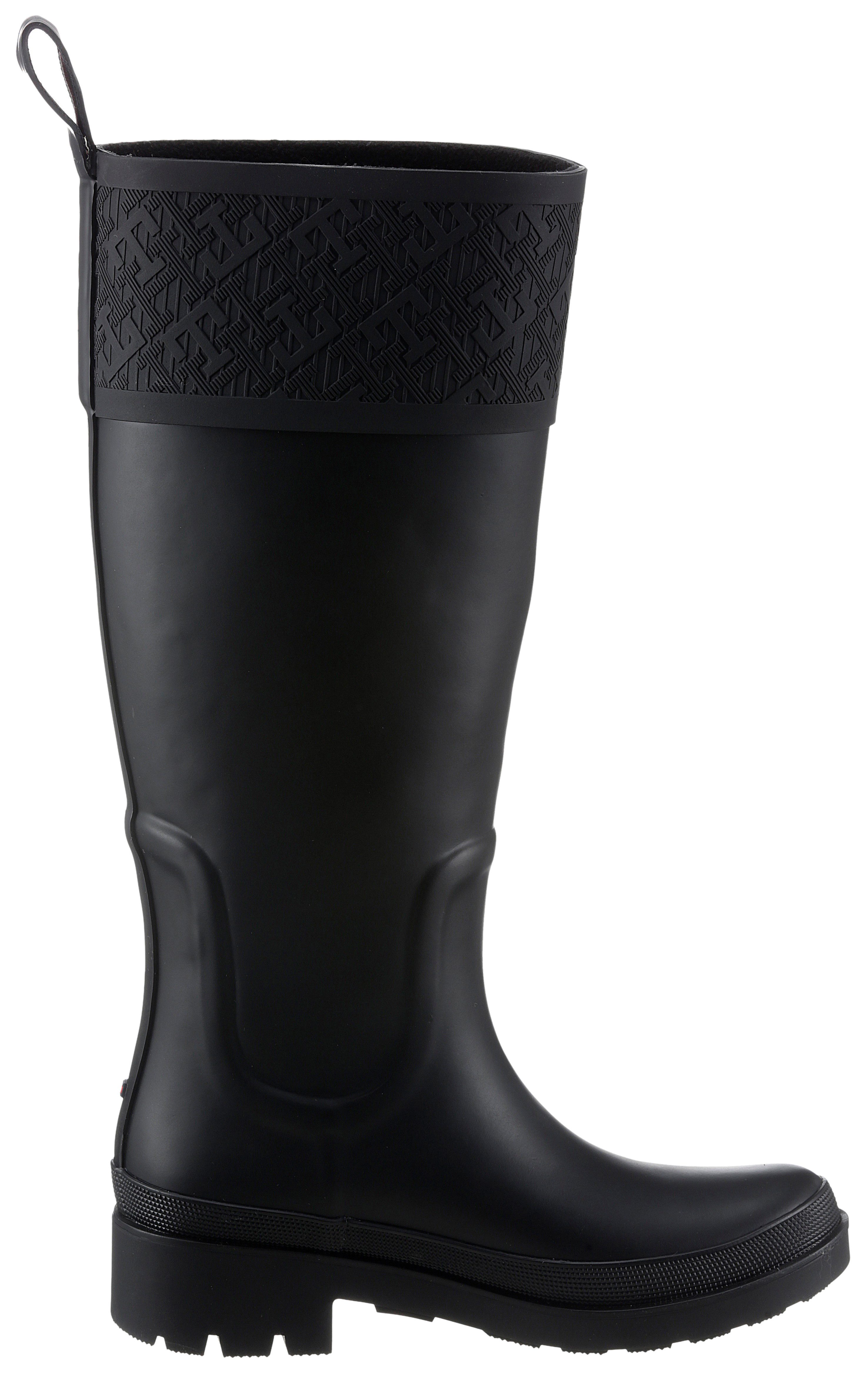 Tommy Hilfiger Regenlaarzen RUBBER LONG BOOT MONOGRAM hakken, instaplaarzen, outdoorlaarzen, monogram-print