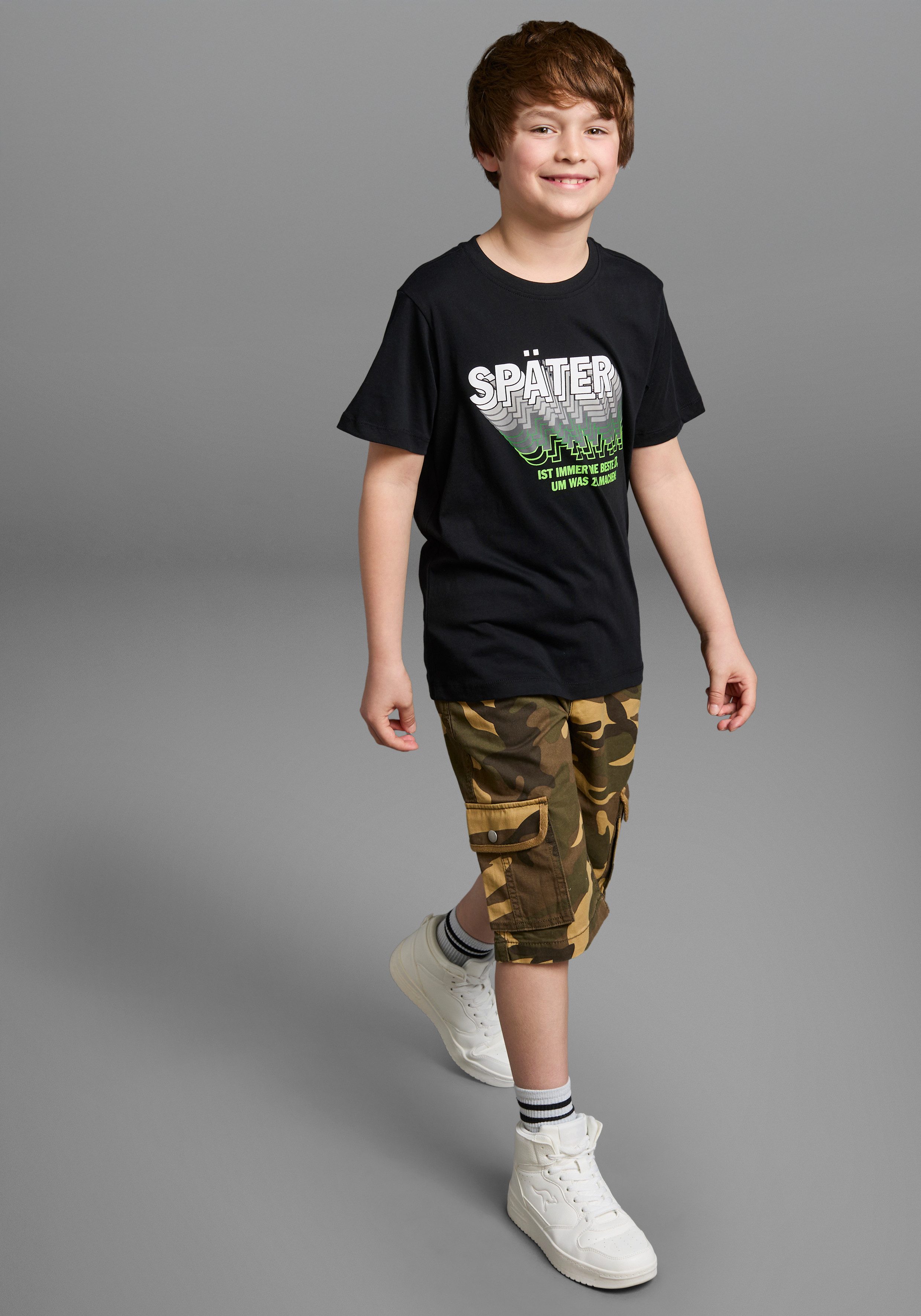 KIDSWORLD T-shirt SPÄTER...... Korte mouwen, perfecte pasvorm, met coole statements en slogans