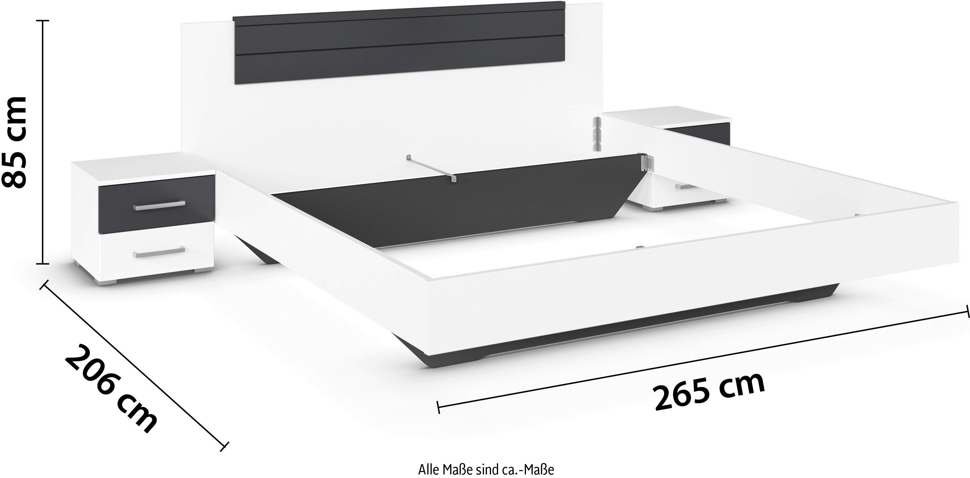 rauch Ledikant Tweepersoons futonbed BARCELONA in zwevende look (set, 3-delig)