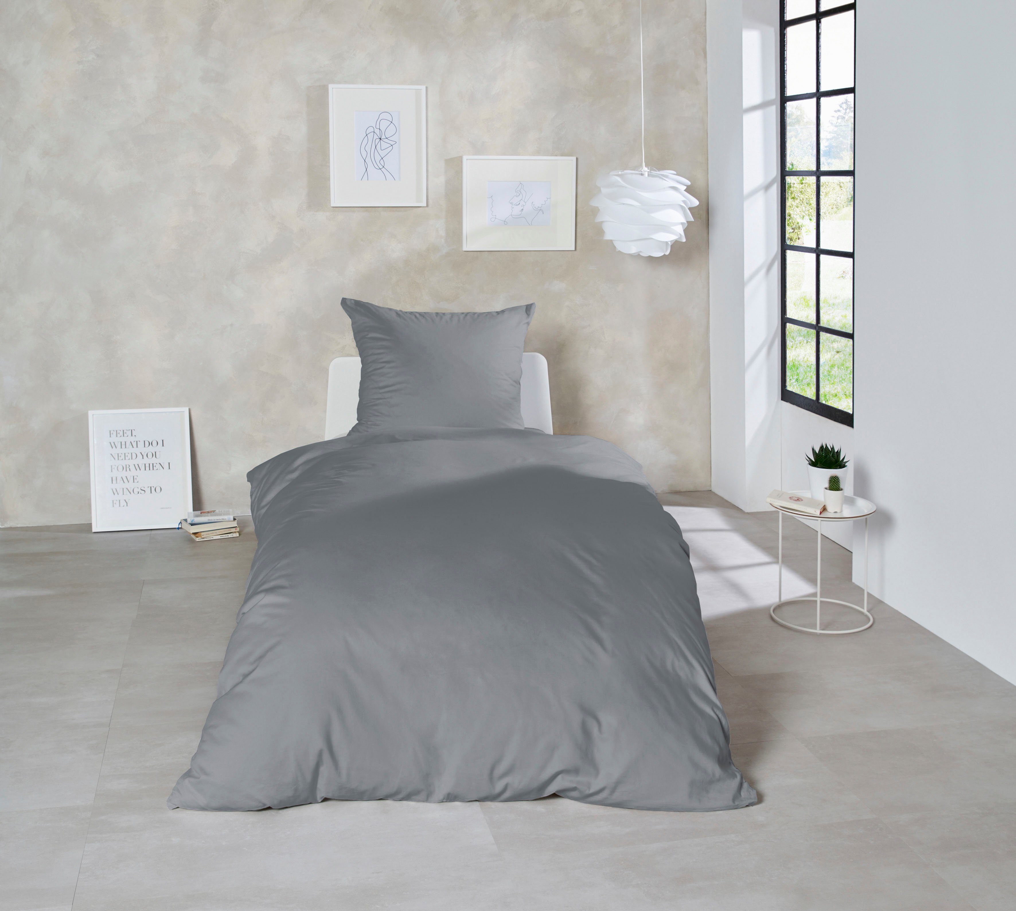 Primera Overtrekset Uni luxe-satijn in mt. 135x200, 155x220 of 200x200 cm Dekbedovertrek van katoen, unikleurige dekbedovertrek met ritssluiting