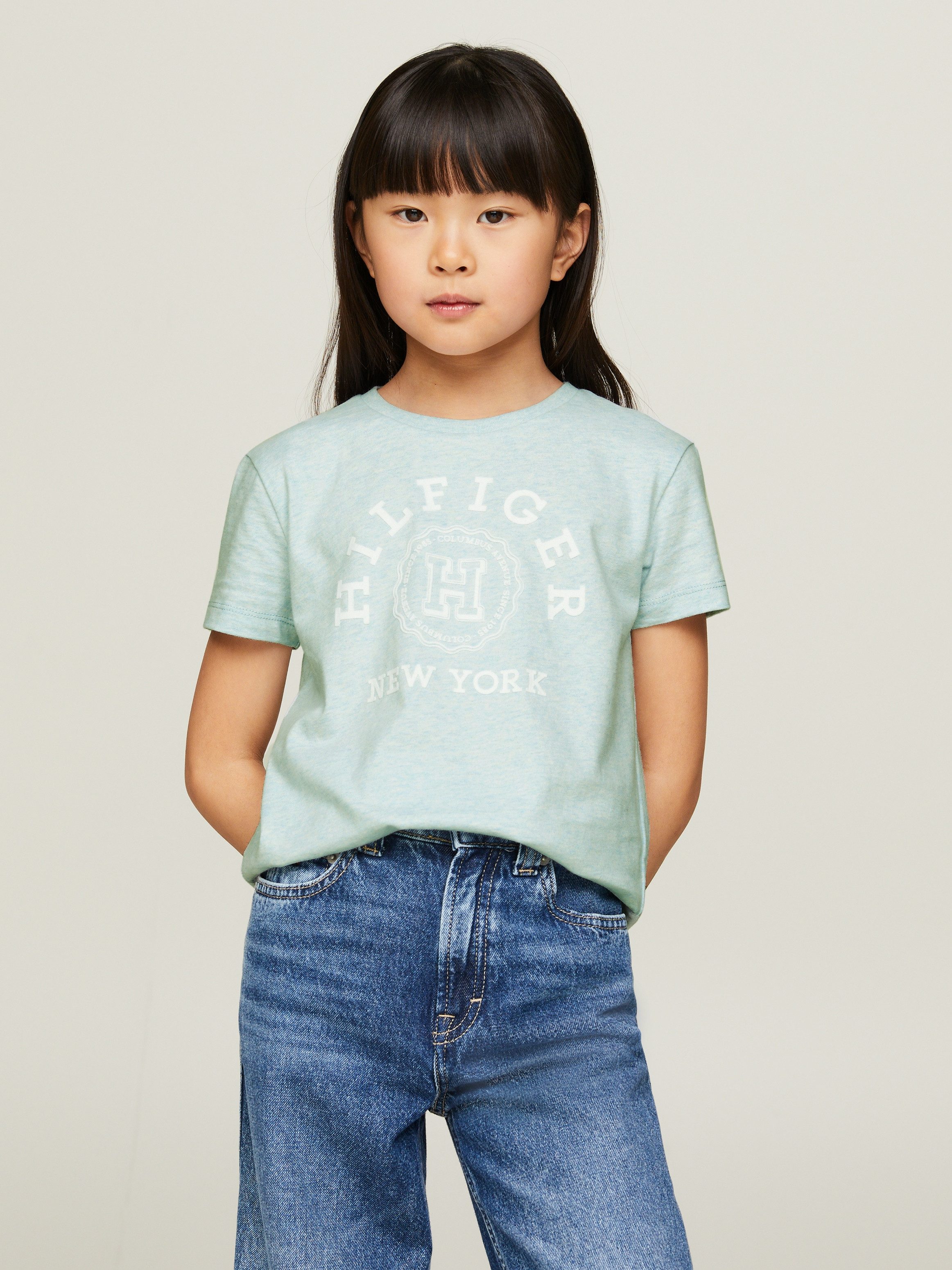 Tommy Hilfiger T-shirt HILFIGER VARSITY TEE S/S meisjes t-shirts maat 3 (98) blauw
