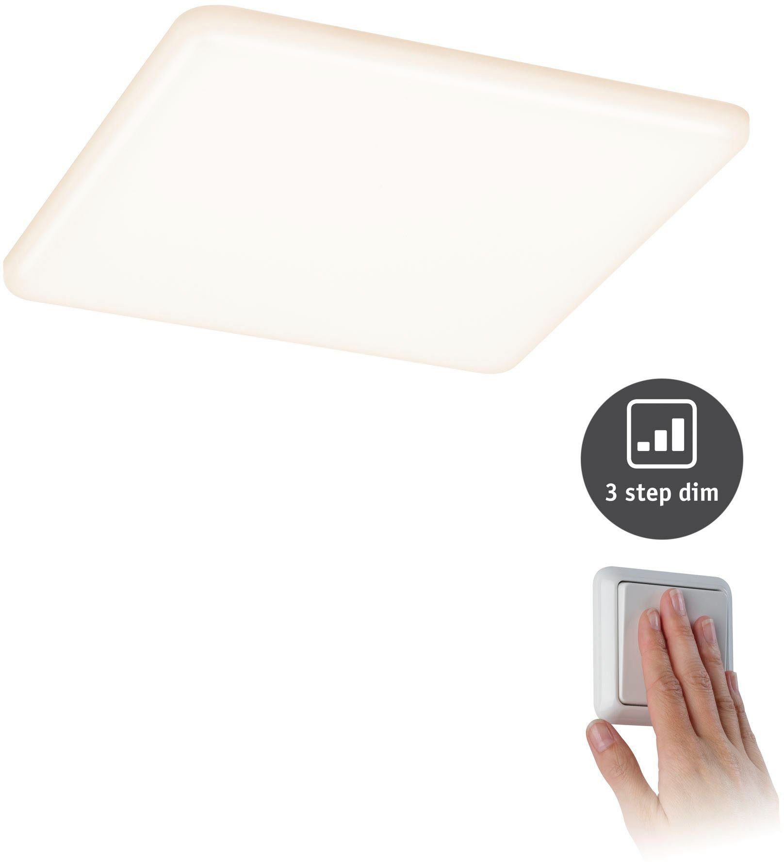 Paulmann Ledinbouwlamp Veluna VariFit IP44 3-Staps-dimbaar vierkant 185x185mm 17W 3.000K Satin LED inbouwpaneel IP44 3-traps dimbaar vierkant 185x185mm 17W 3.000K satin (1 stuk)