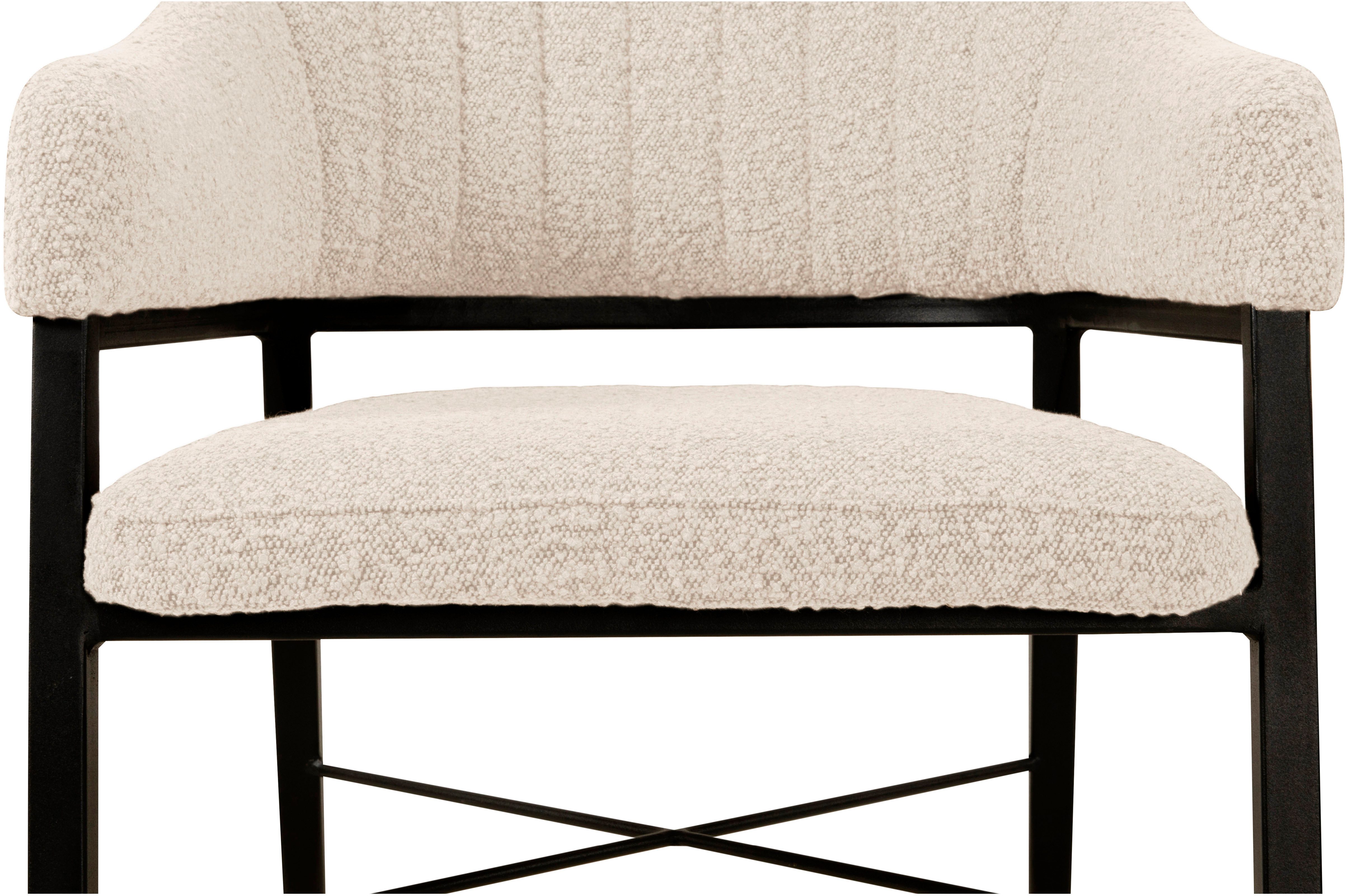 OMG Design Stoel met armleuningen Roma comfortabele eetkamerstoel, gestoffeerde stoel met bouclé bekleding