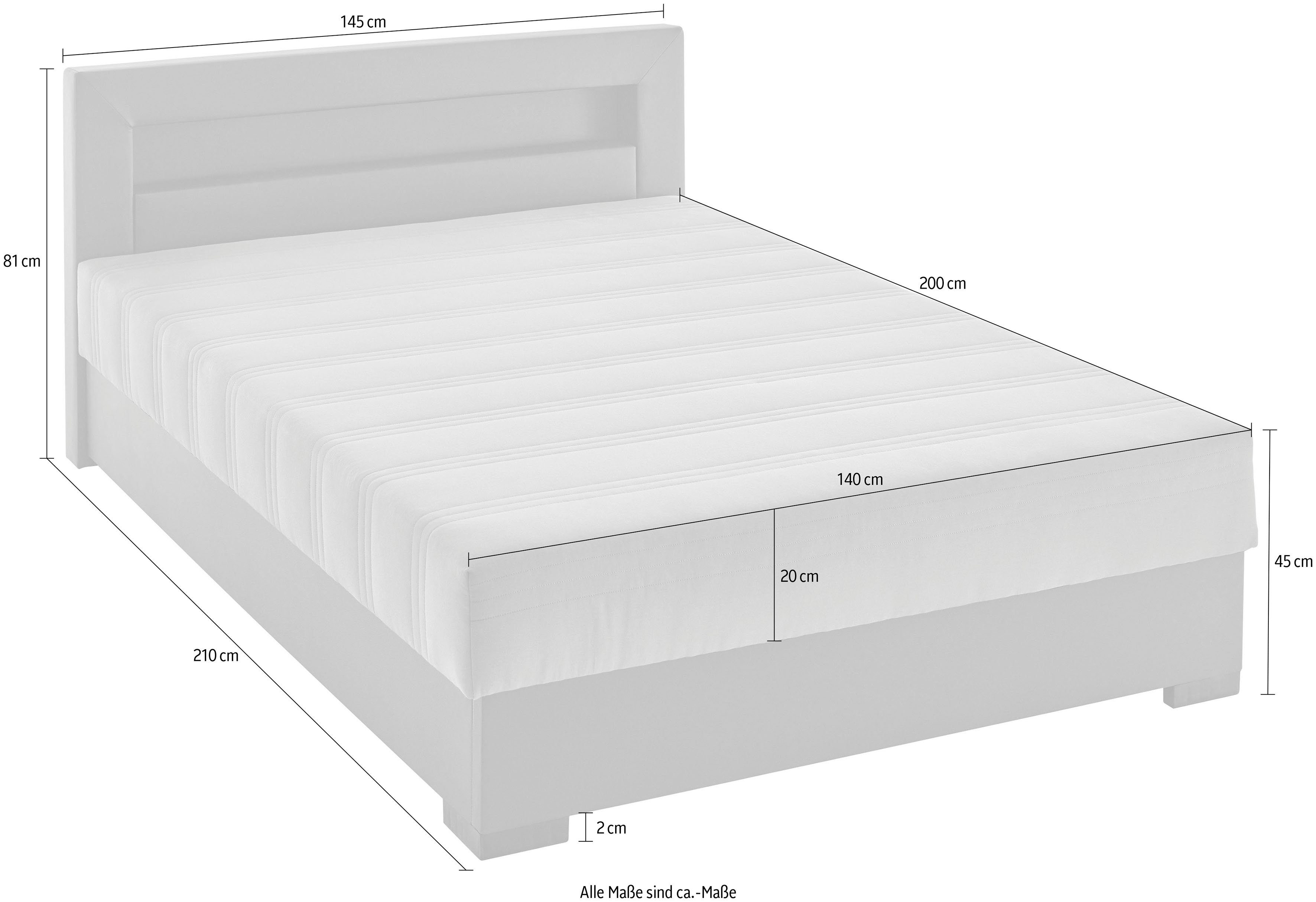 Relita Gestoffeerd bed MINA Bekleed bed 140x200 cm, naar keuze in wit, zwart of grijs
