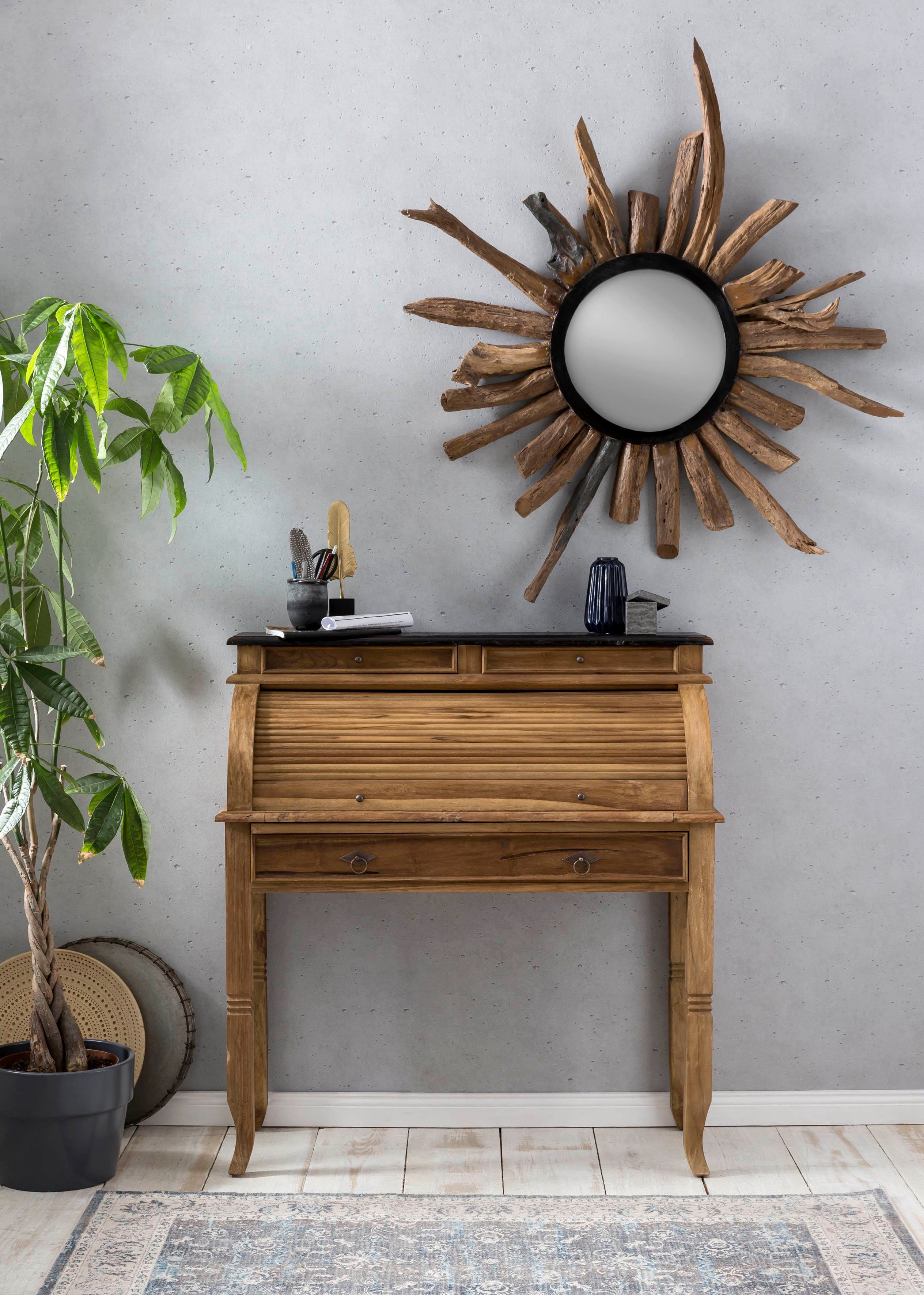 SIT Spiegel Romanteaka van gerecycled gebruikt hout teak, shabby chic, vintage