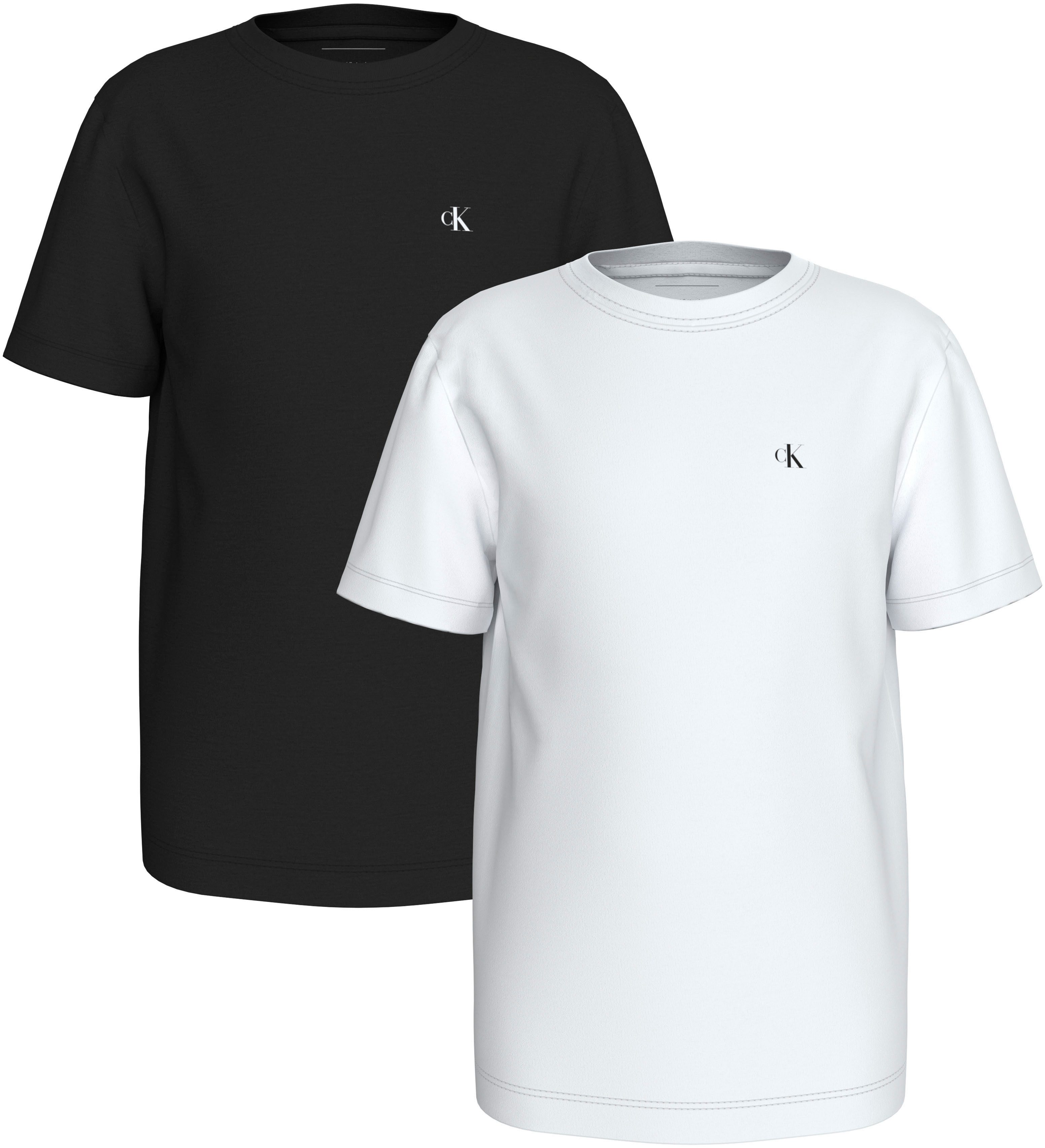 Calvin Klein T-shirt 2-PACK MONOGRAM TOP voor kinderen tot 16 jaar met logo-opdruk (2-delig)