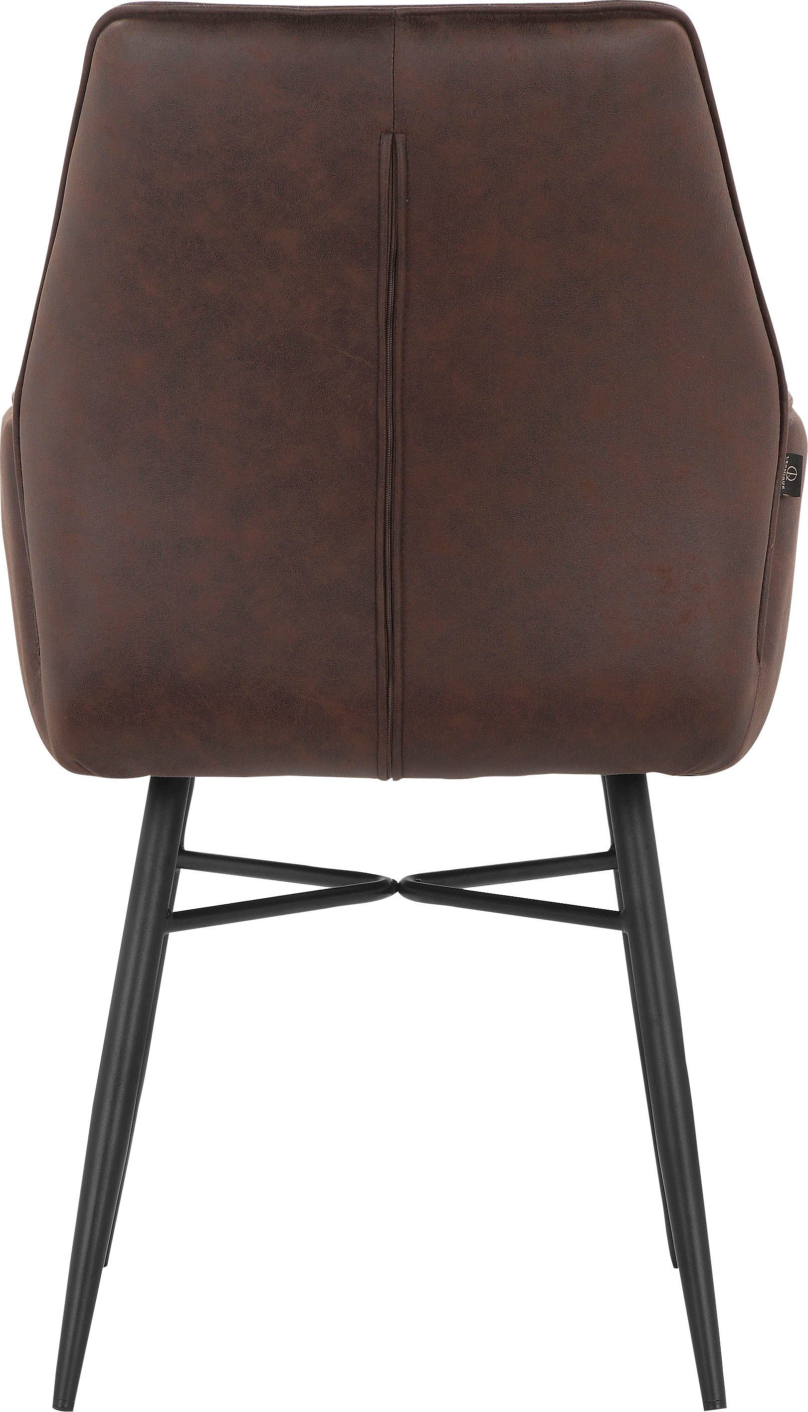 Leonique Eetkamerstoel Hrodwyn Zacht beklede zitting, met horizontale naden op de achterkant, zithoogte 52 cm (2 stuks)