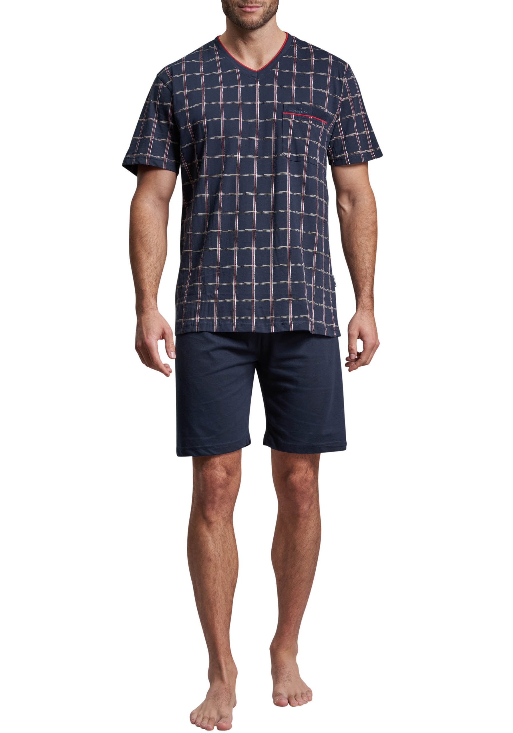 GÖTZBURG Shortama Bronx met fijne contrastnaad en coole patroon (2-delig)