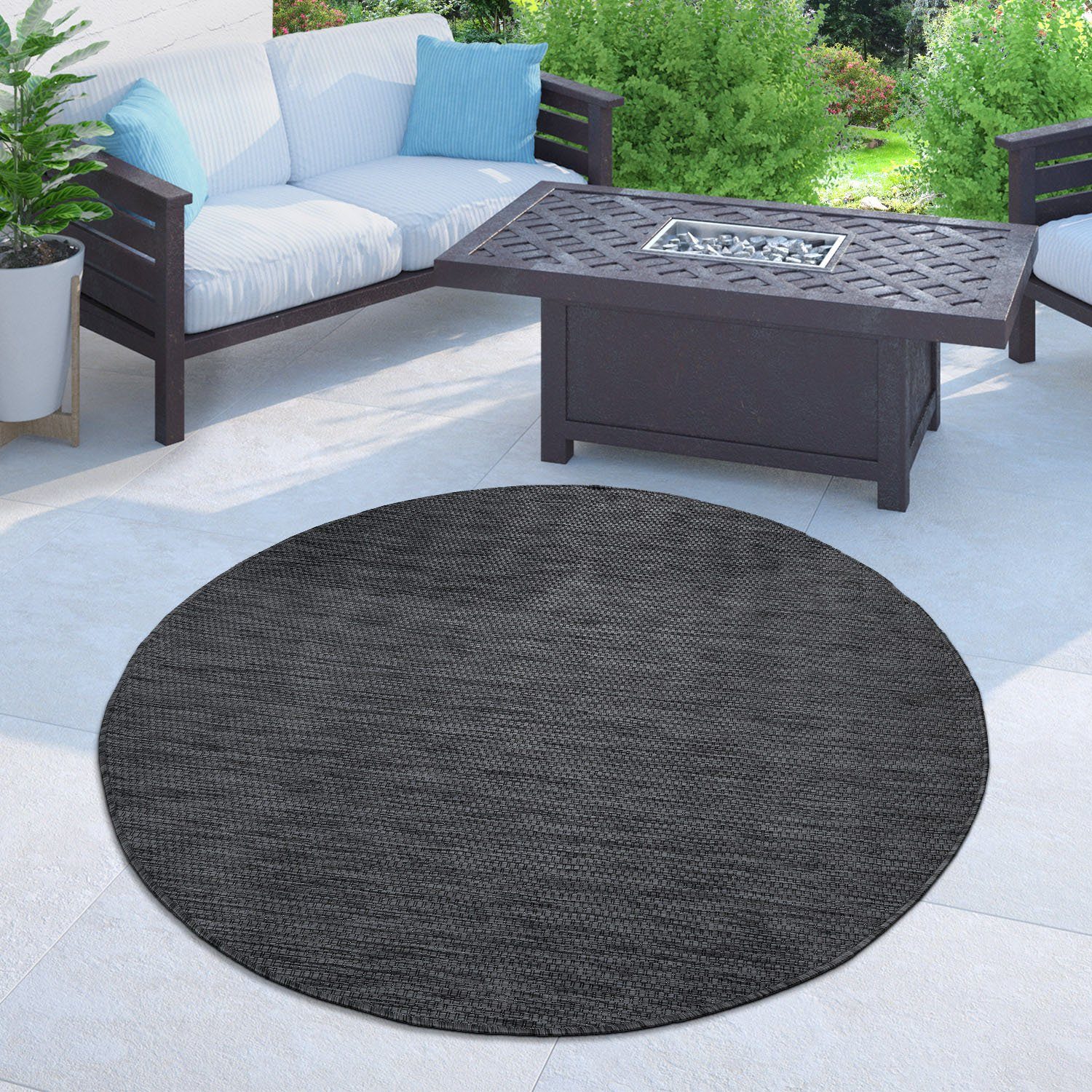 Bruno Banani Vloerkleed Venezia Platweefsel, sisal-look, mêlee, uv-bestendig, geschikt voor buiten