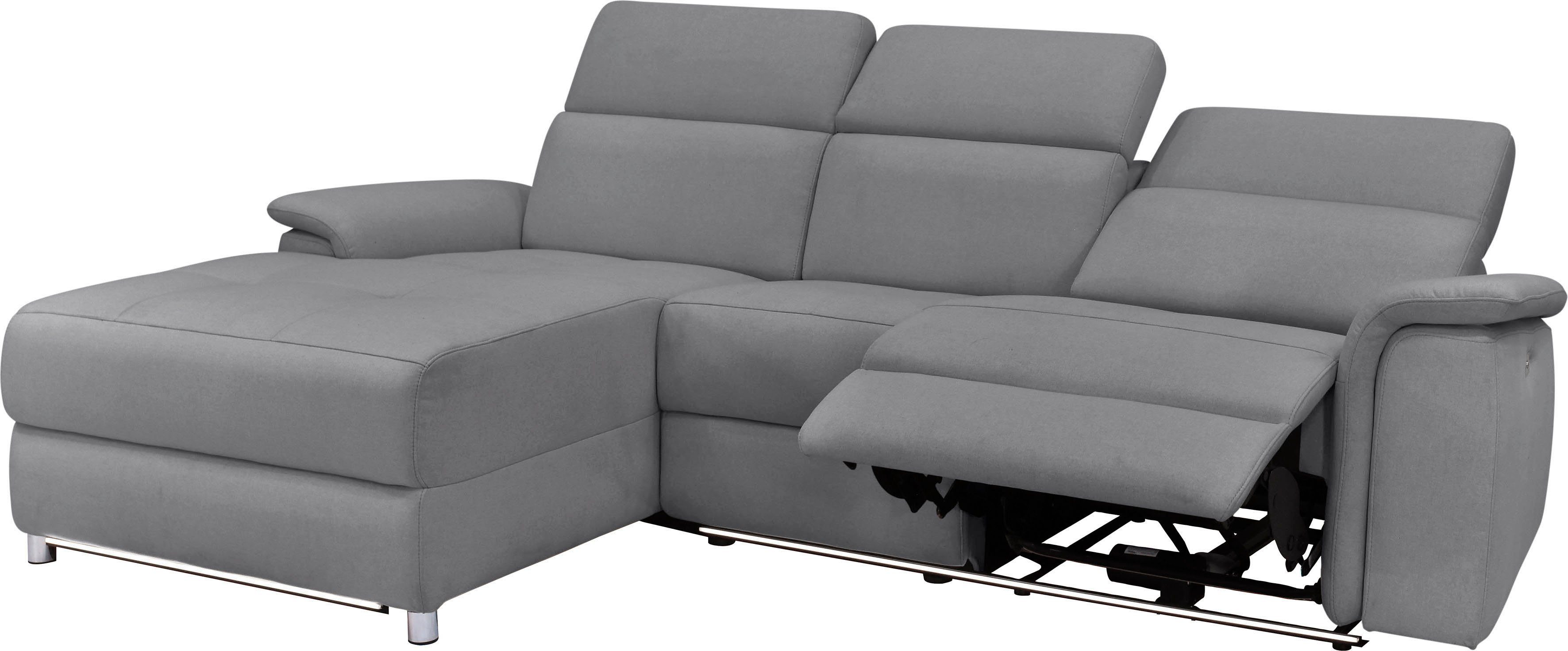 Places of Style Hoekbank Pareli, L-model, 259 cm, met récamier, echt leer, imitatieleer, weefstof