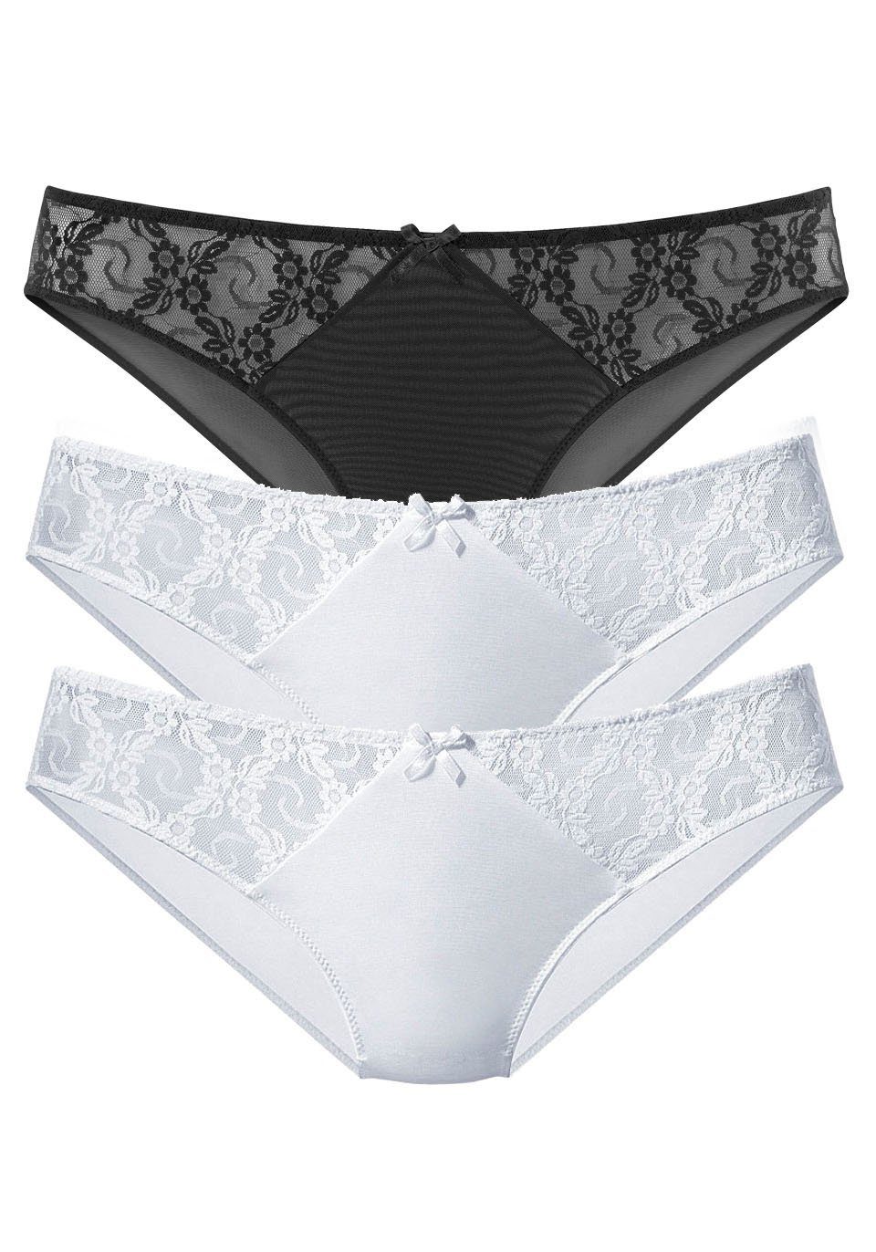 Petite fleur Slip met leuke kanten inzetten (3 stuks)