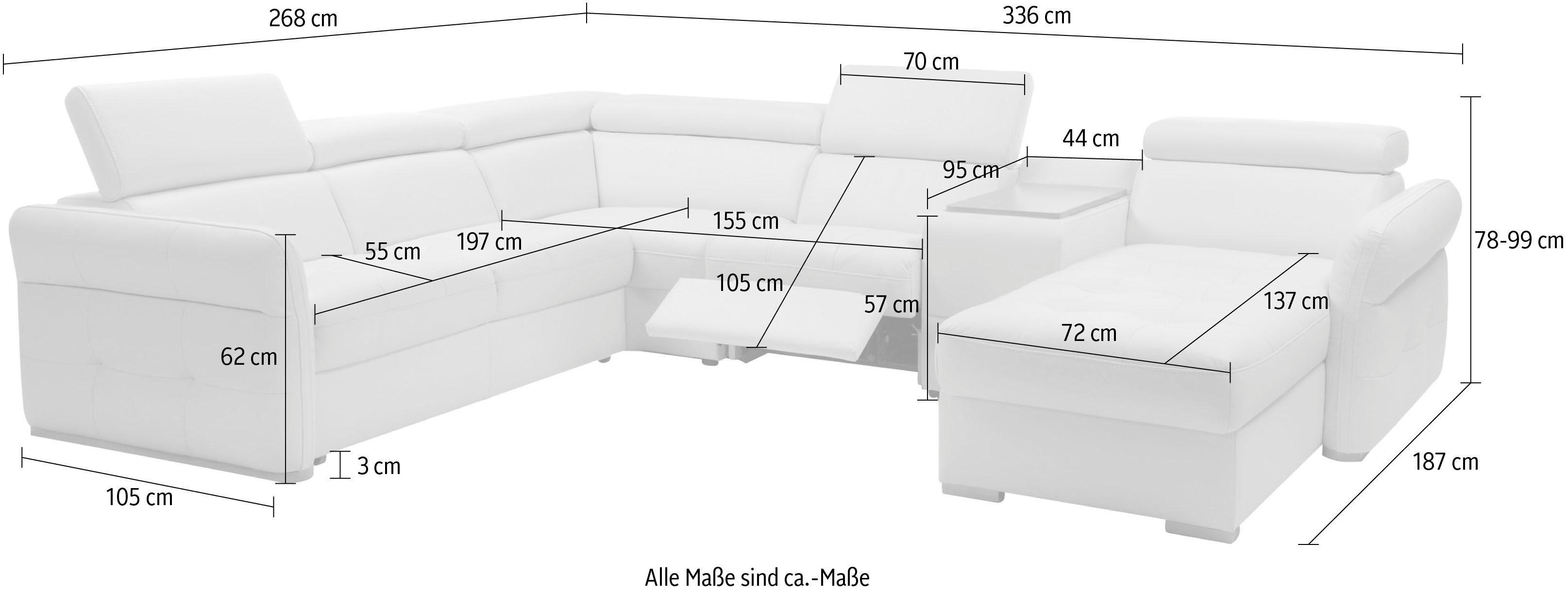 exxpo - sofa fashion Zithoek Massimo, familiebank met veel ruimte, leren bekleding, comfortabel, prettig