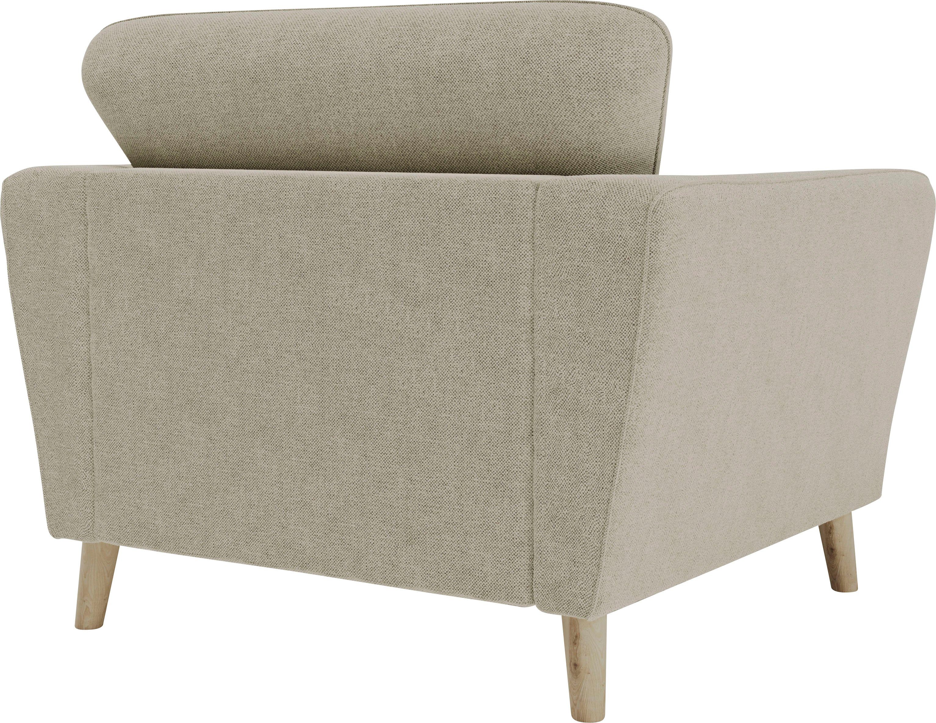 Home affaire Fauteuil Marseille Massief houten poten eiken, landhuisstijl, golfvering