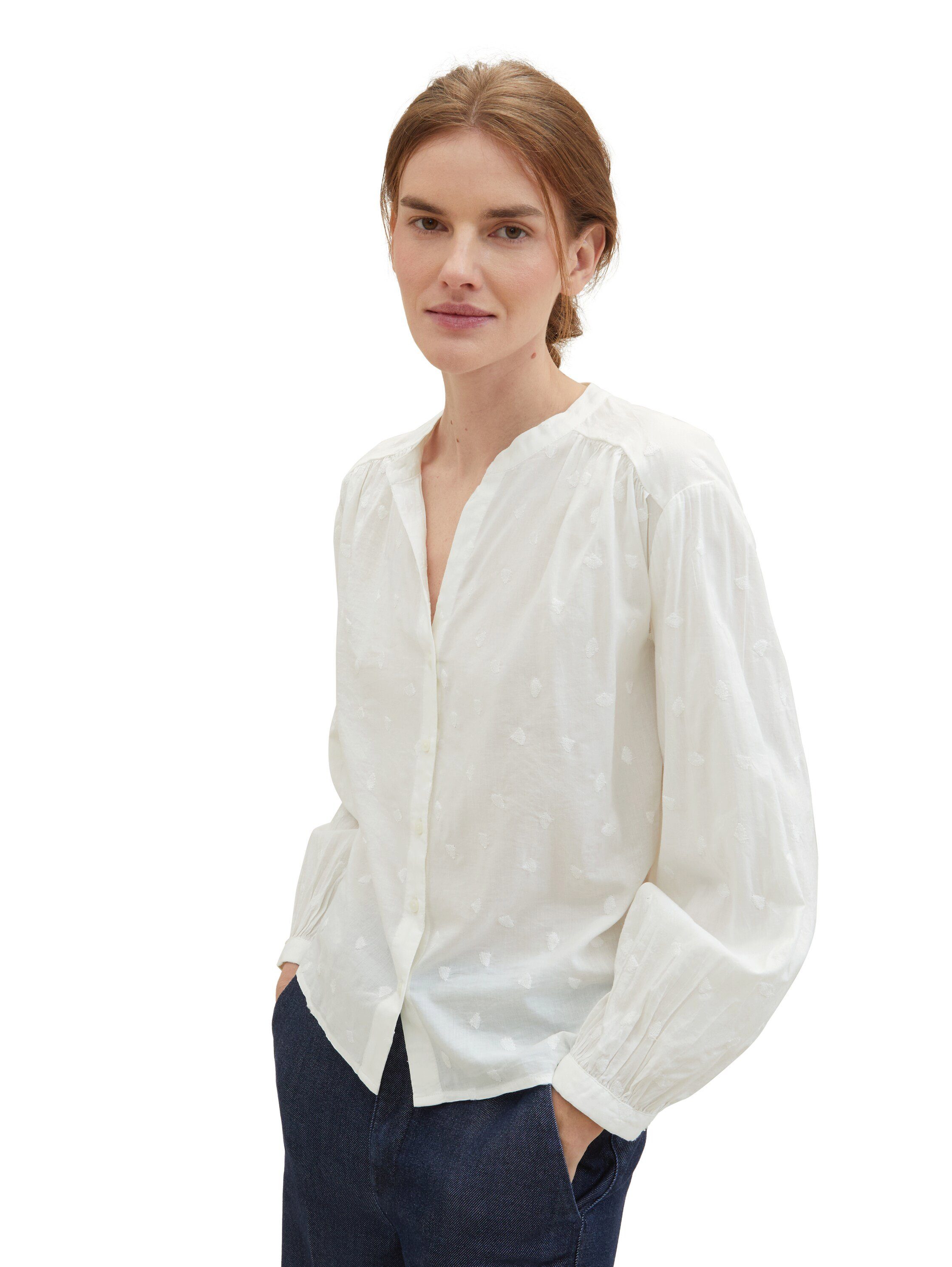 Tom Tailor Blouse met lange mouwen met allover borduurwerk