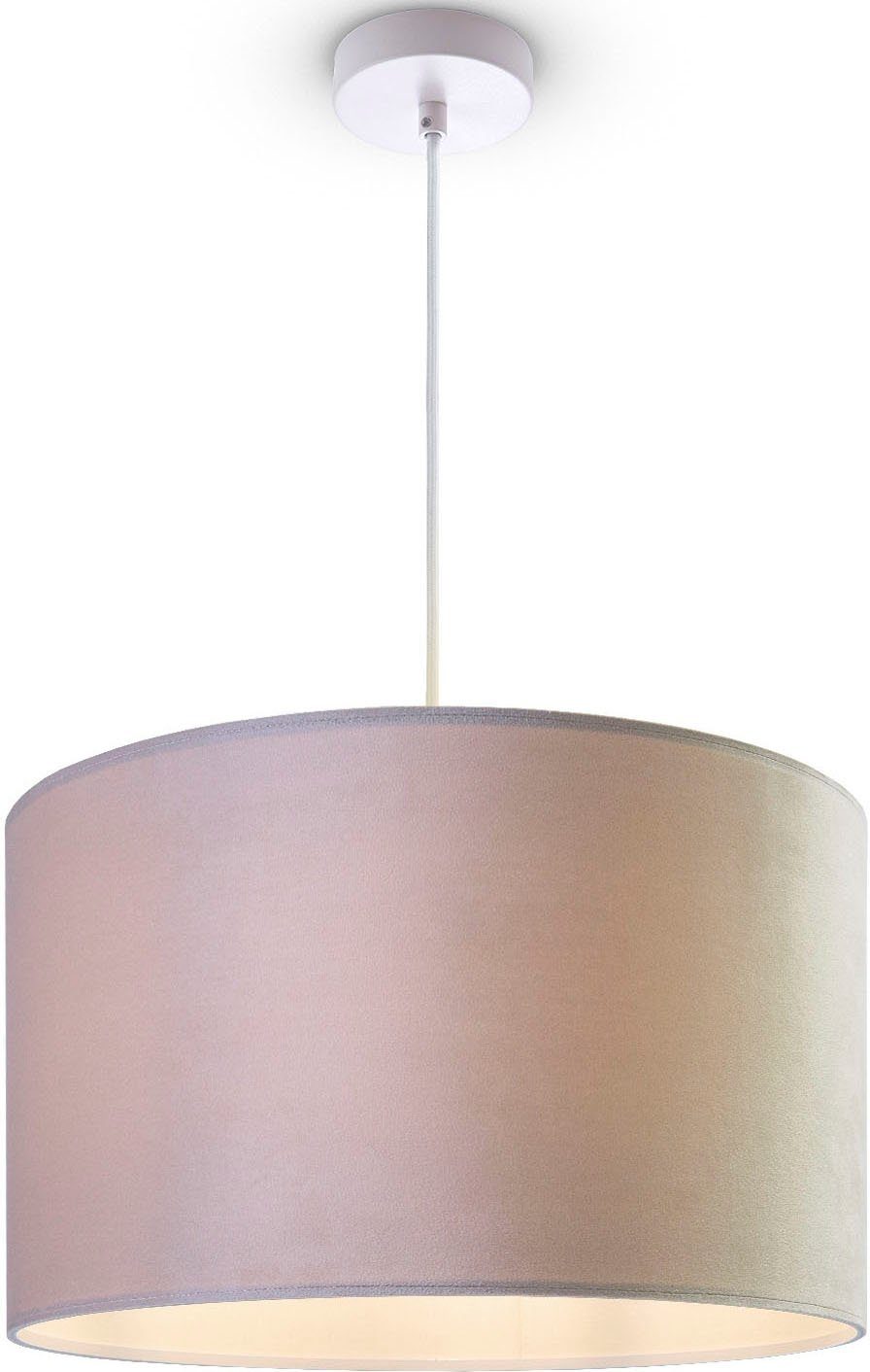 Paco Home Hanglamp Hugo uni Color Woonkamer lampenkap van velours uni-kleuren decoratie E27 kabel 1,5m